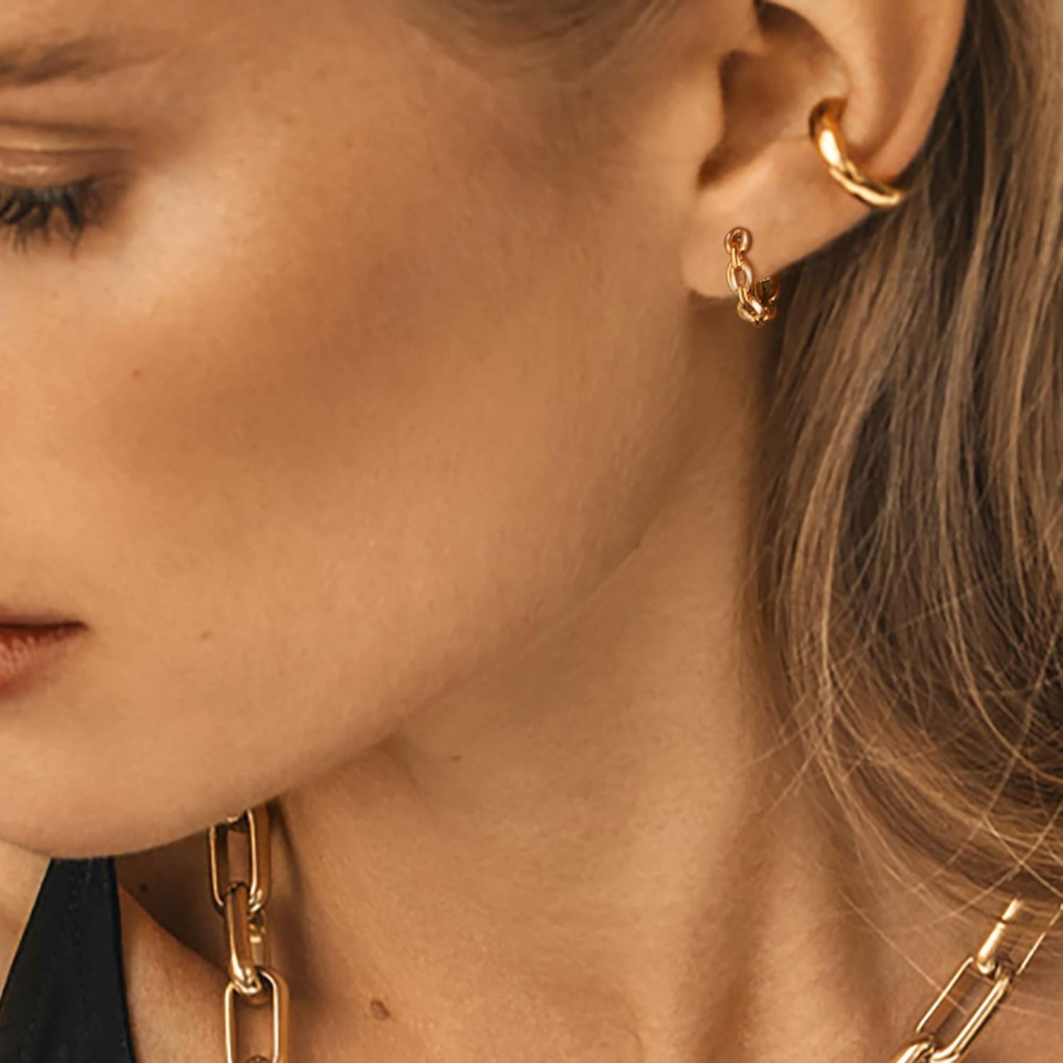 MEVECCO Gold Hoop Earrings for Women 18K Gold Plated Huggie Earrings for Everyday Jewelry - Image 2