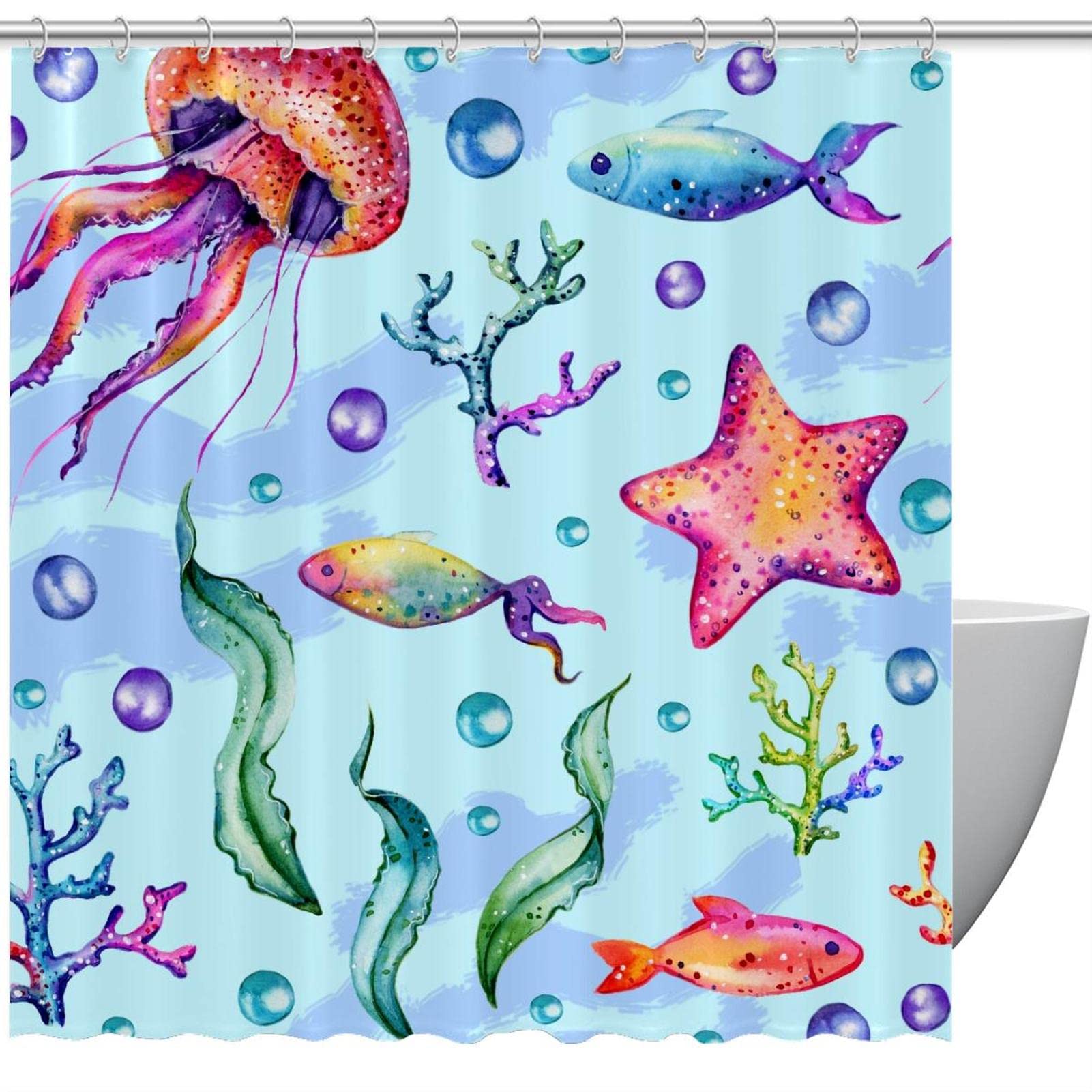 Rideau de douche océan étoile de mer grand format
