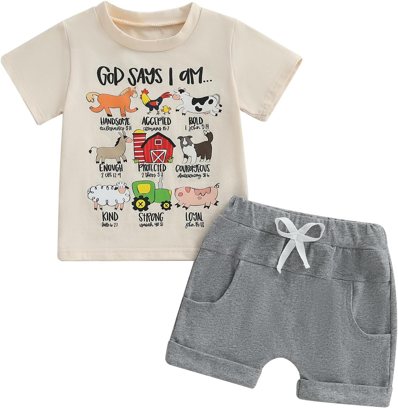 Fernvia Toddler Baby Boy Summer Clothes 6 12 18 24 Months 2T 3T 4T Short Sleeves Shirt Tops & Casual Shorts Outfit Set