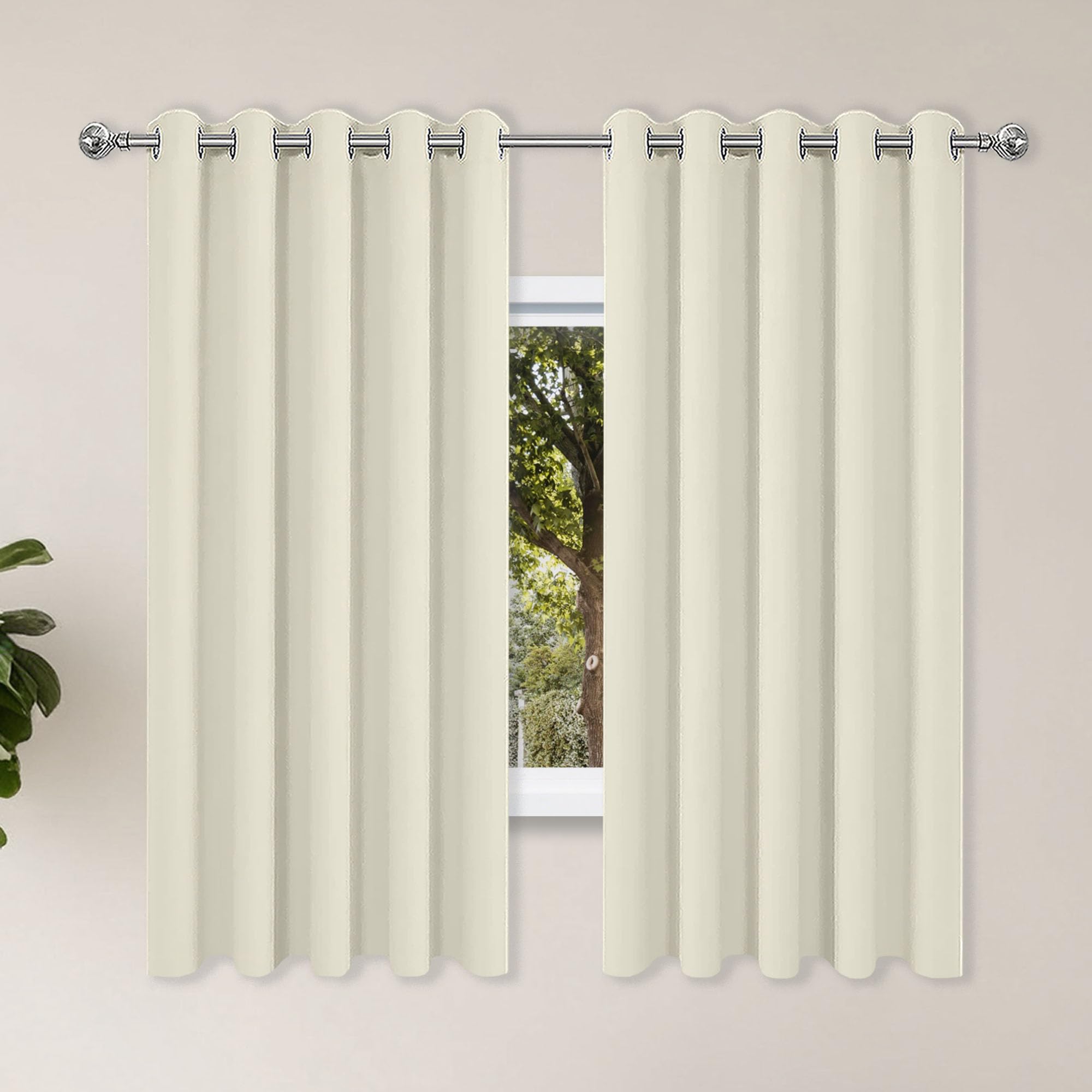 Rideaux salon moderne 150x195 cm beige isolant thermique à oeillets