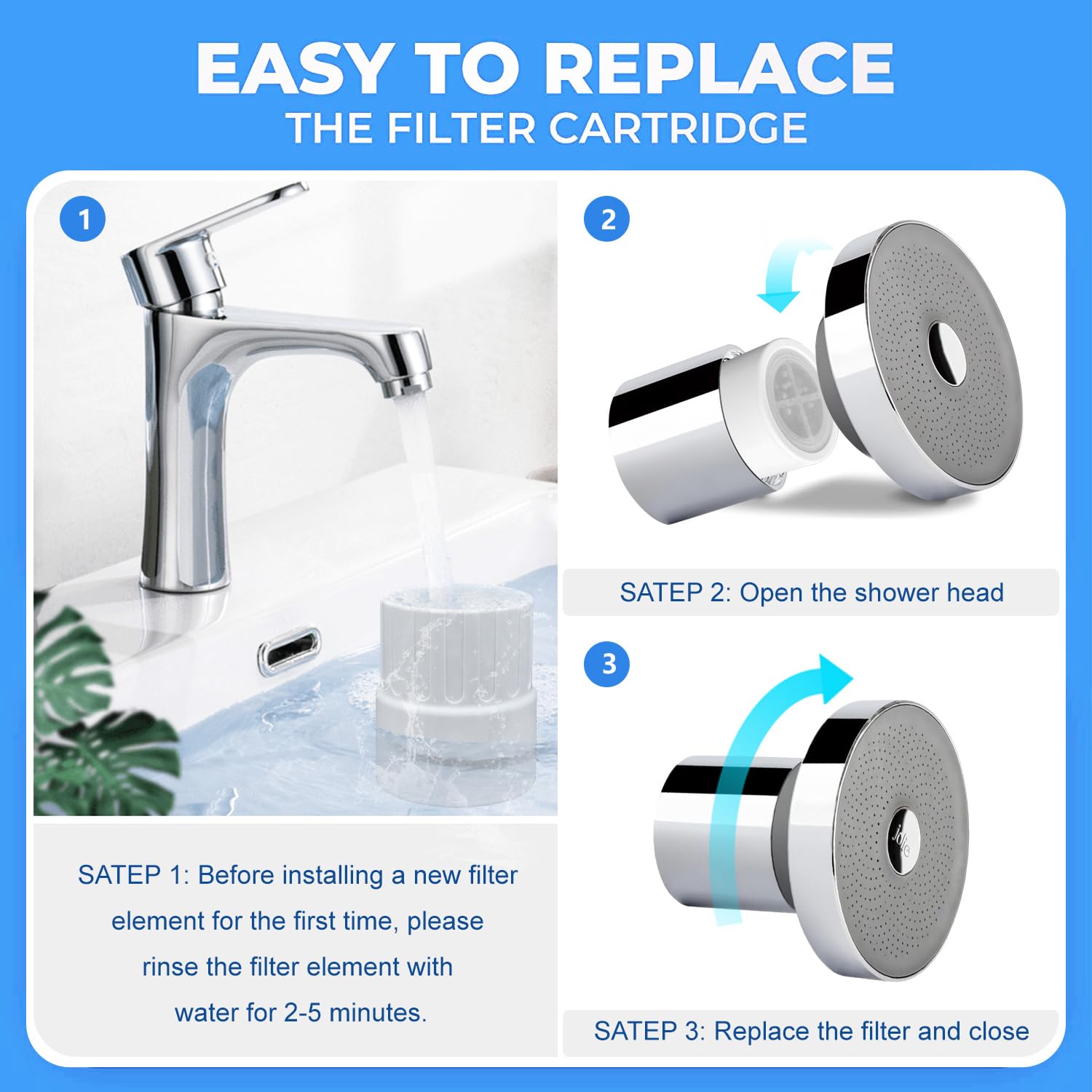 KUETERYUN Shower Filter Replacement Compatible with jolie shower head for Hard Water Softener - Filter Chlorine -2 Pack