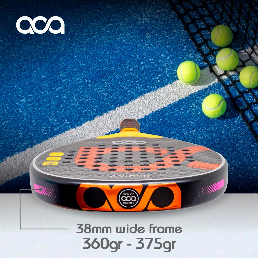 ACA Bahia 2 Professional Padel Racket | Superior Control & Power | 12K Carbon Faces | Drop Shape | 100% Carbon Frame | EVA Fusion Core