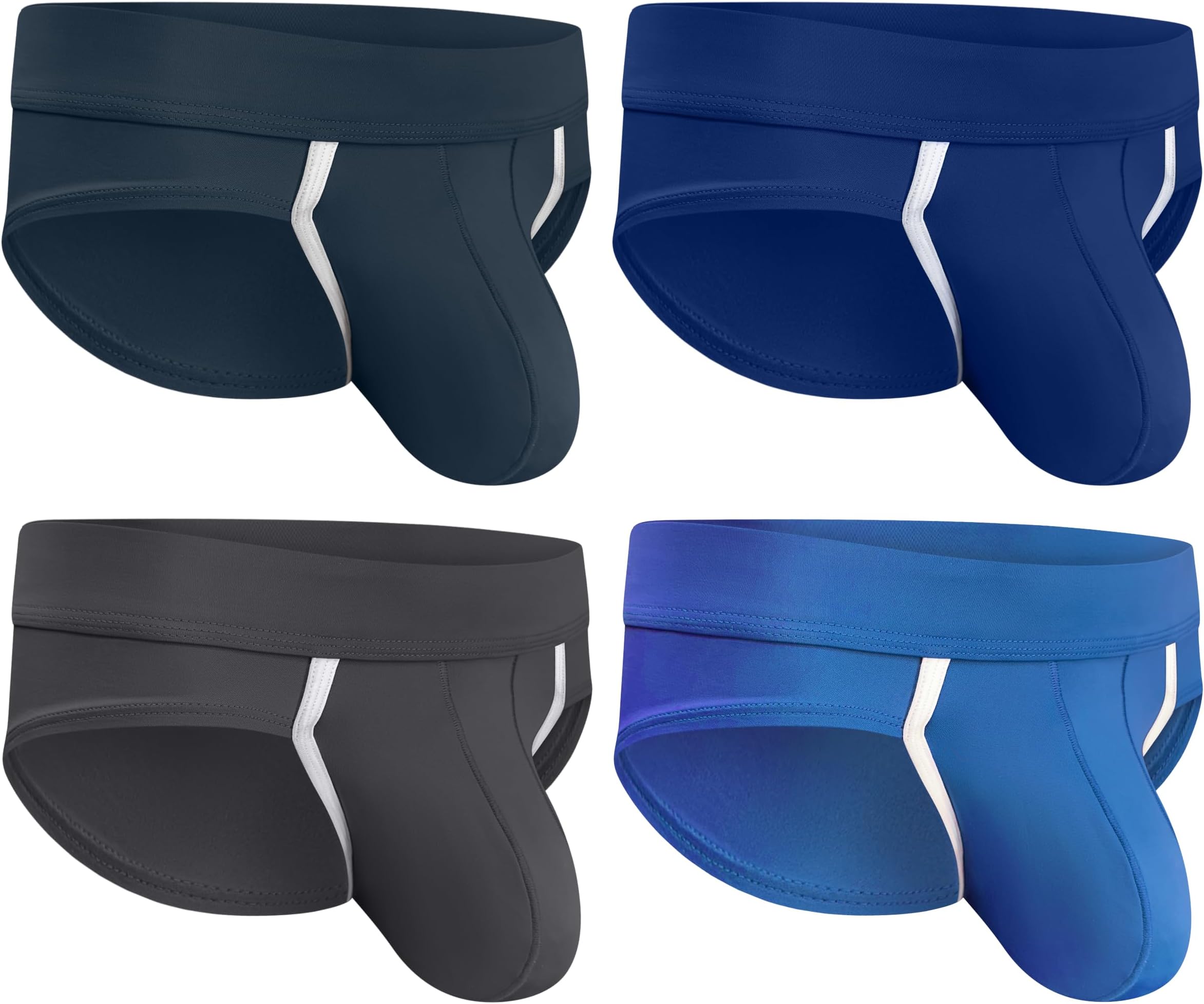 Real Men Bulge Enhancing Pouch Underwear for Men – 1 and 4 Pack Set - Nylon Sports Briefs ABCD Pouch