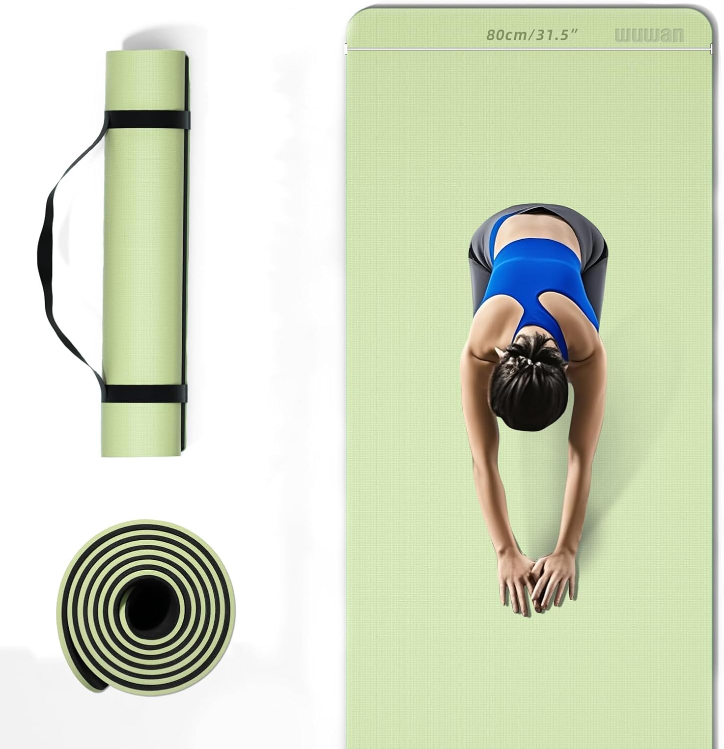 Thick Yoga Mat, Wide and Large Yoga Mats, Non-Slip Exercise Mat with Carrying Strap for Home Workout, Pilates, Men & Women, 72″L x 32″W x 1/3 Inch Thick