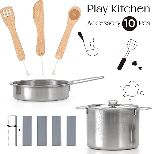 Miniatura 4 de Cocina de juego de madera para niños, juguetes de madera de altura ajustable, juego de cocina para niños, juguetes diseñados por Mordern, regalo de