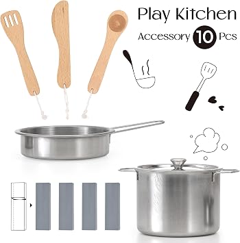 PairPear Wooden Toddler Kitchen Playset, Modern Designed Kids Kitchen Set with Stove, Sink and Play Kitchen Accessories, Pretend Play Toys Gift for Girls & Boys 3+