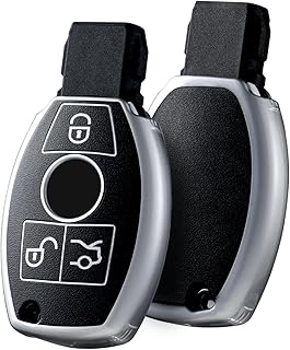 ELOHEI TPU Key Fob Case Cover Carbon Fiber Pattern Fits for Mercedes Benz C E M S CLS CLK GLK GLC G Class CLA GLK350 GLA 250 C300 AMG 2019 GLC 300 (Sheepskin Black)