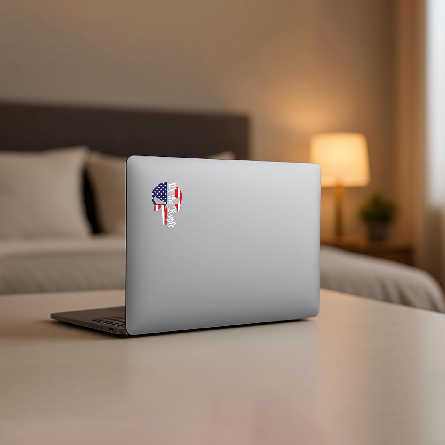 eDesign We The People Skull USA Flag Vinyl Sticker Decal - 4 Inches - Patriotic American Constitution Sticker for Car Truck SUV Van Window Bumper Laptop Tumbler and Any Smooth Surface 2-Pack