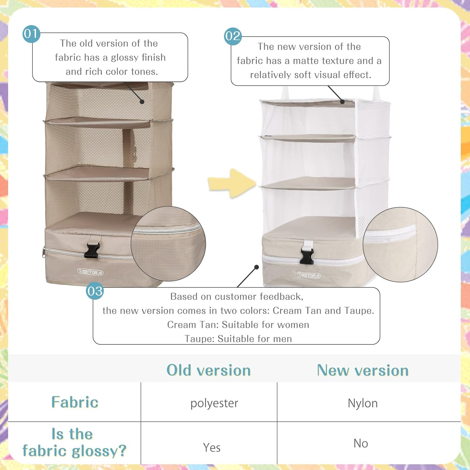 TABITORA Portable Hanging Travel Shelves Bag Packing Cube Organizer Suitcase Storage Large Capacity (Taupe L) - Image 6