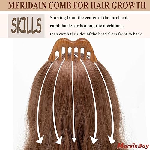 Miniatura 5 de Masajeador de cuero cabelludo de madera para cabeza Guasha, peine de masaje de madera para relajación del cuero cabelludo, peine Gua Sha para