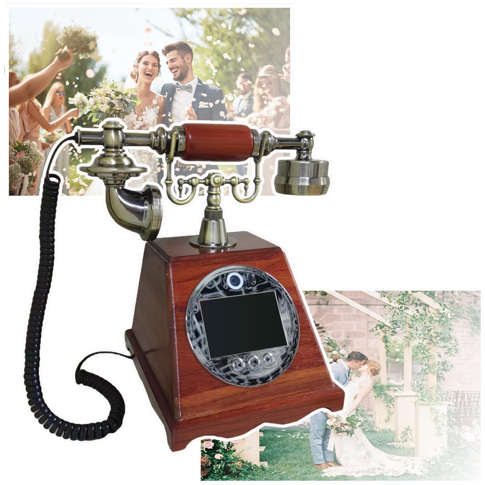WIANQIAN Vintage Wedding Phone Guestbook, Creative Video Audio Guest Book A
