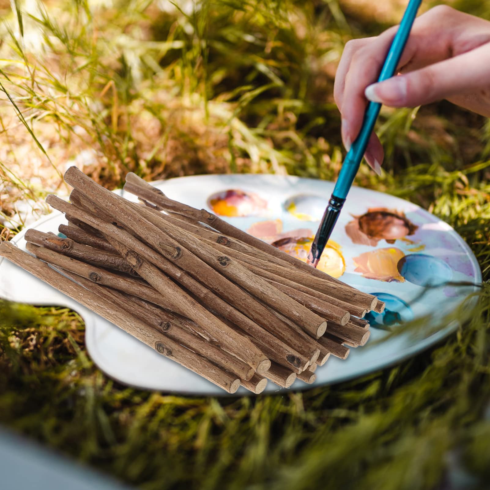 600 szt. patyczków z drewna dryfującego do majsterkowania – kłody z naturalnego drewna do dekoracji wnętrz wczesne lata aktywności, ramki na zdjęcia, mini drewniane poduszki, kreatywne dekoracje