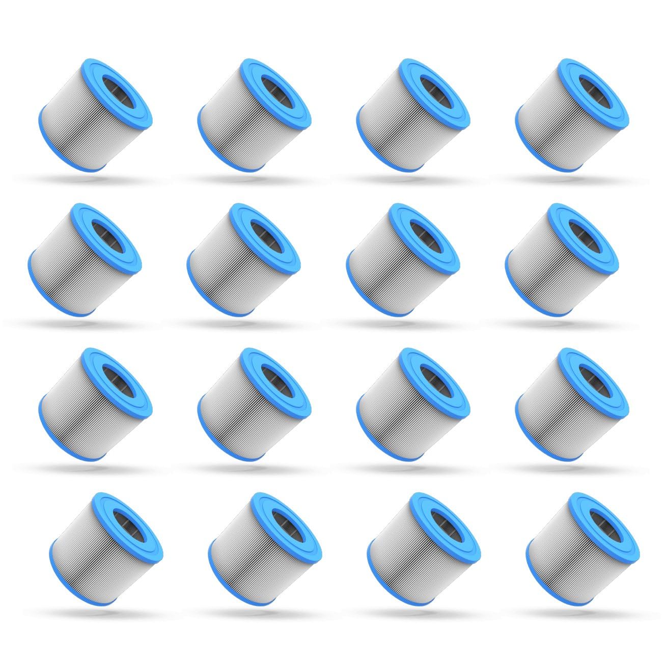 WAVE Replacement Hot Tub Filter | Compatible, Lazy Spa (bestway), Clever Spa, and Relxtime (16 Pack, Cartridge/Non-Threaded)