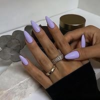 Vista 48 de 48 piezas de uñas postizas a presión color burdeos, uñas falsas en forma de almendra, pegamento para uñas, uñas de longitud media