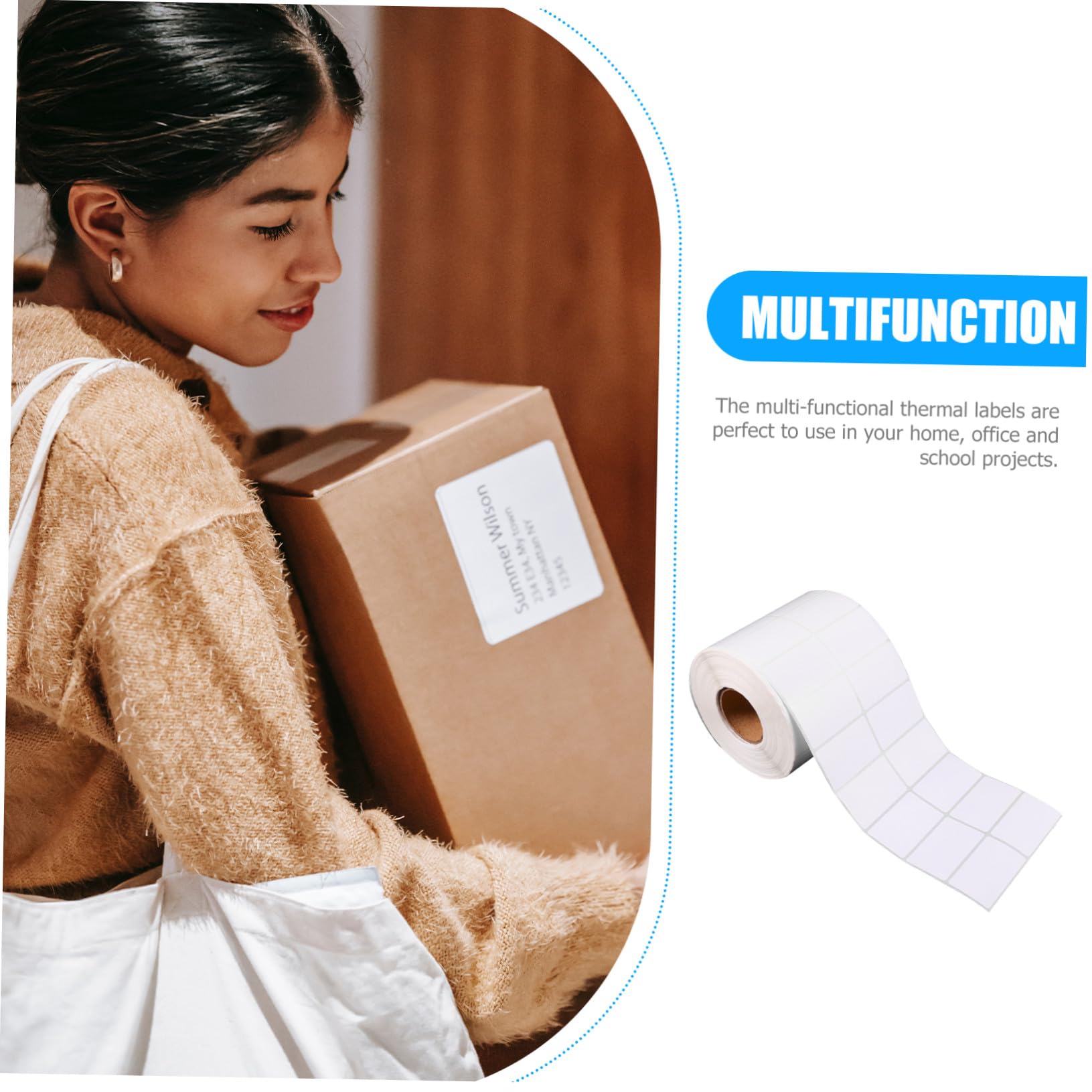 Détiquettes Thermiques Autocollantes Papier Couché Double Rangée Compatibles Imprimantes Tsc Étiquettes Adhésives Polyvalentes pour Expéditions et Usage Quotidien