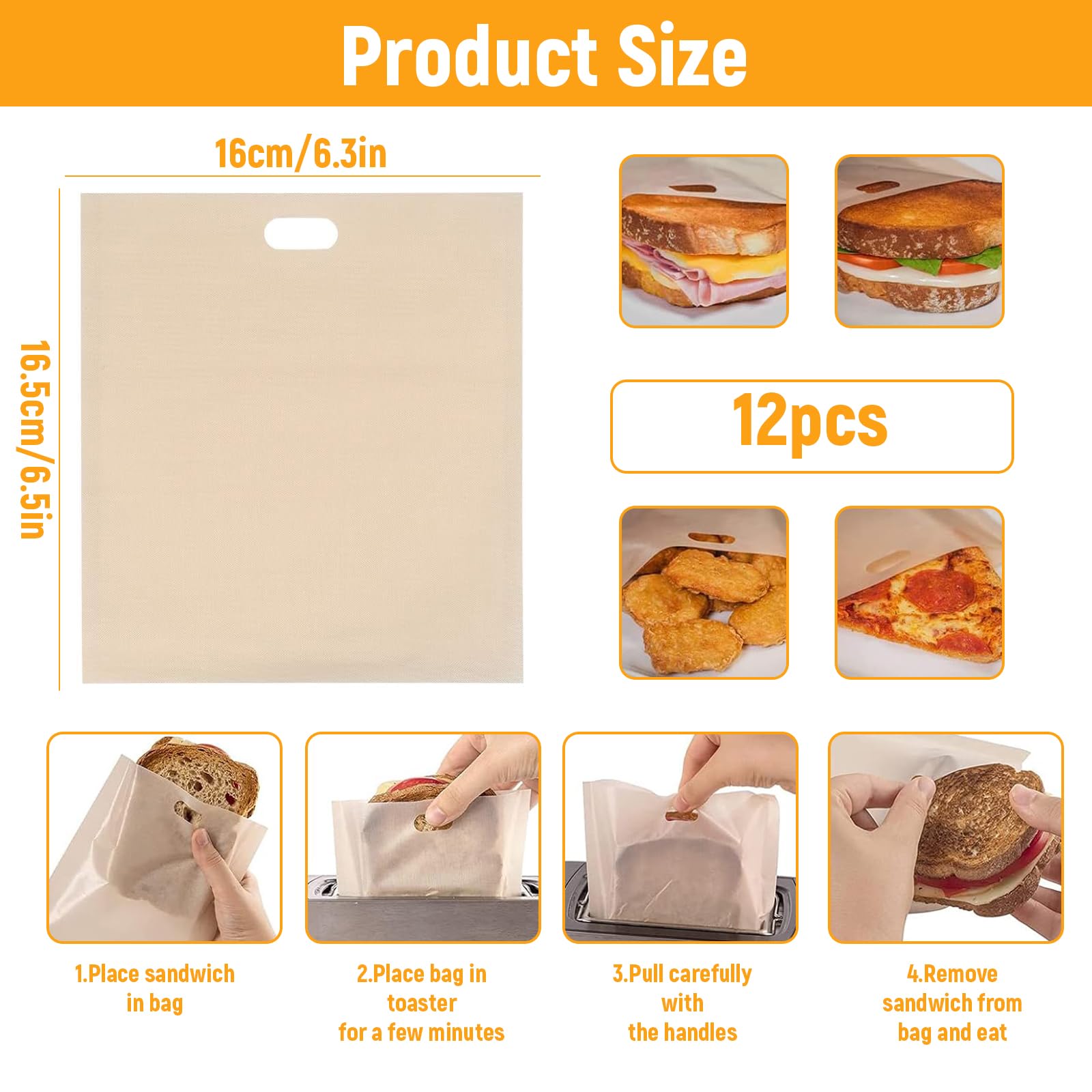 Sacchetti Riutilizzabili Per Pane E Panini - Chiusura Ermetica A Zip - Foto 13