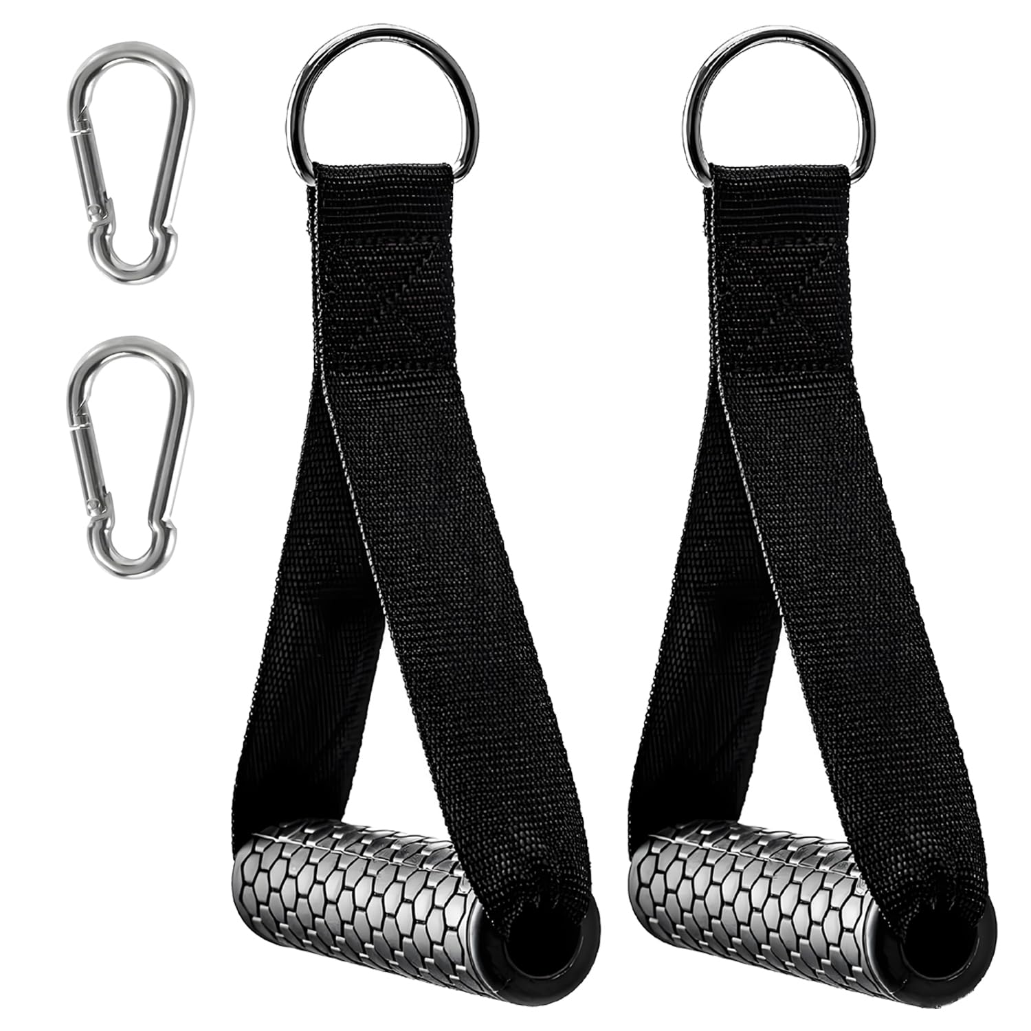 SKENGWEL 2 Pack Heavy Duty Exercise Handles with 2 Carabiner Hooks, Gym Handles For Fitness Workout Bands, Heavy Duty Handle Attachments for Cable Machine