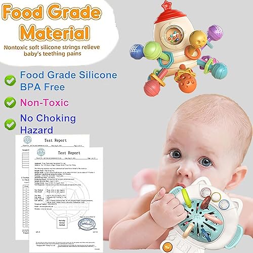 Miniatura 2 de DEIUOG Juego de juguetes sensoriales Montessori para bebés, juguetes de cuerda de silicona de grado alimenticio y bola de agarre de mano, juguete de