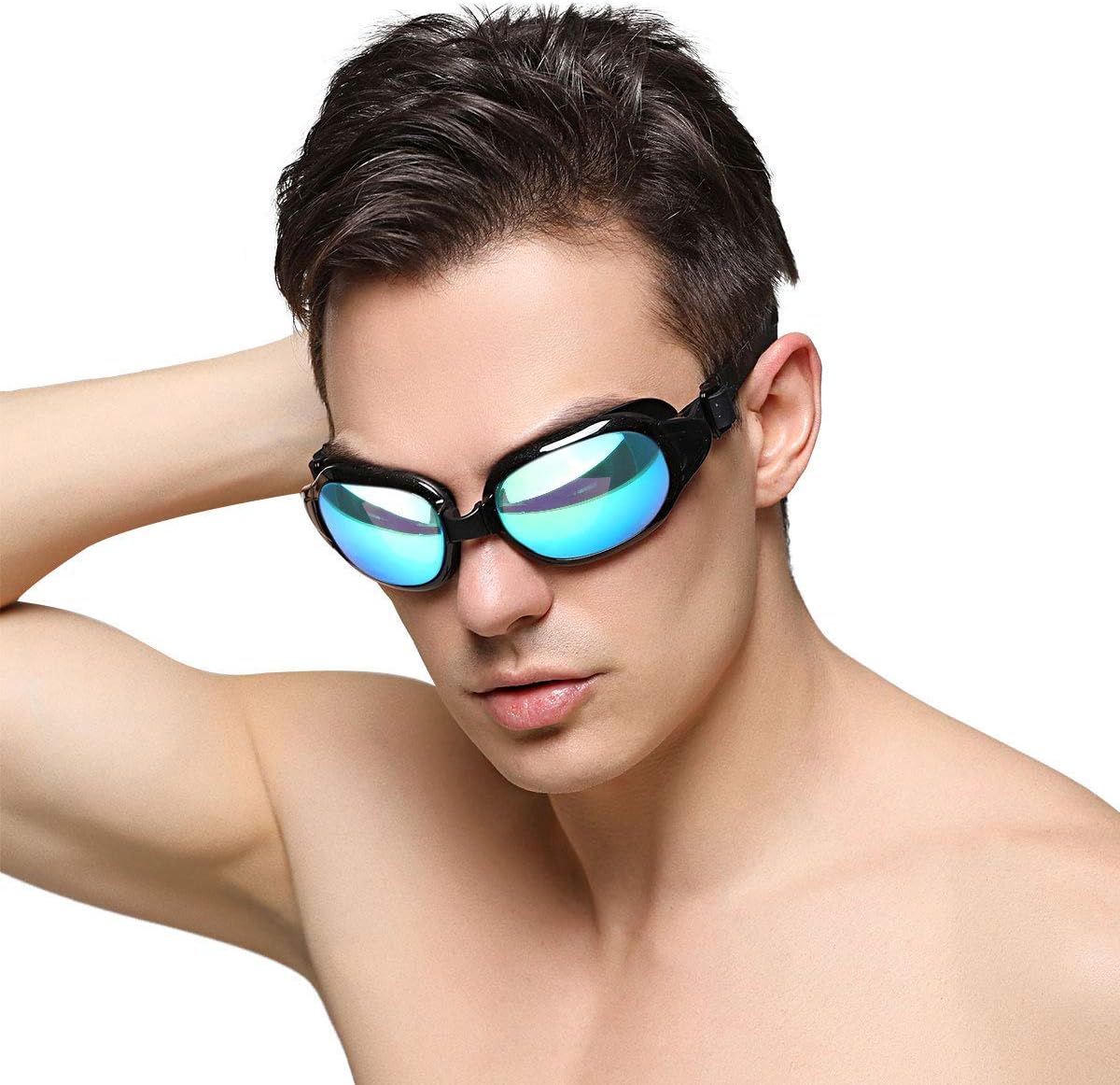 Firesara Swim Goggles, No Leaking Large Frame Wide View Pool for Women Men
