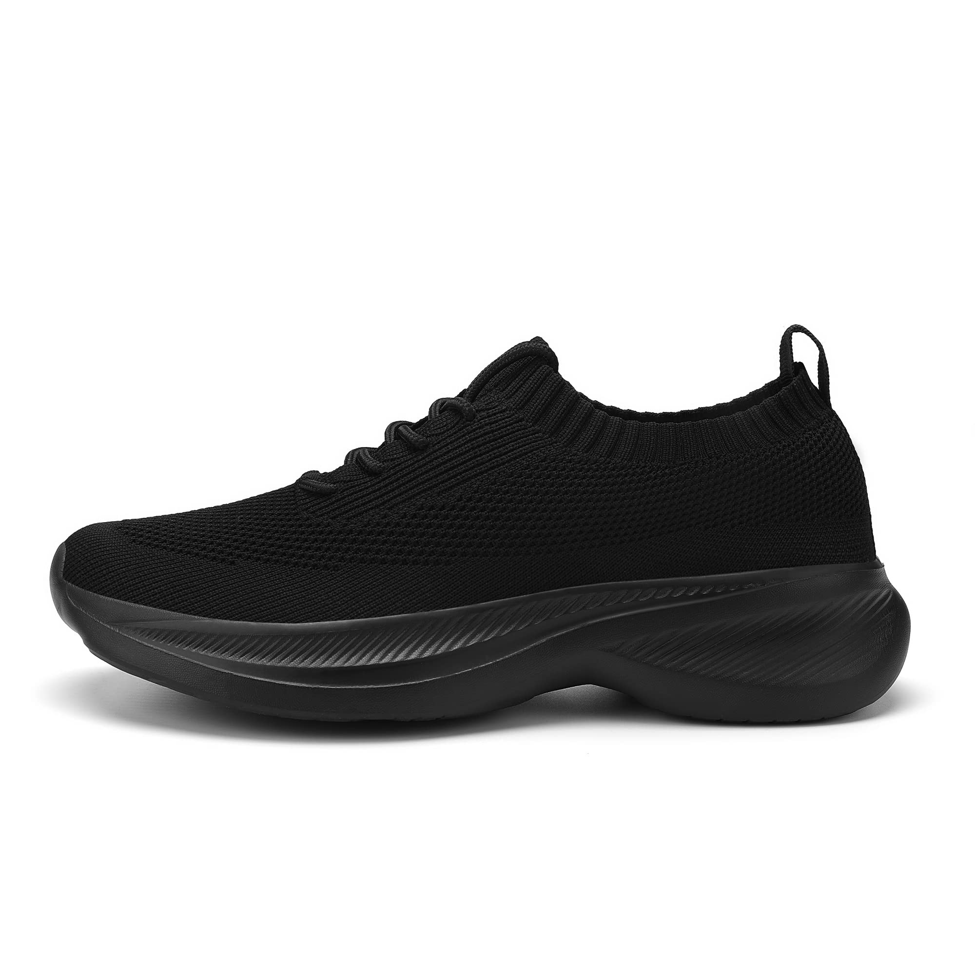 Casbeam Mens Slip-on Tennis Shoes Walking Running Sneakers Lightweight Breathable Casual Soft Sole Mesh Work Gym Trainers All Black Size 14