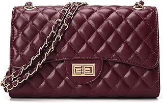 DIUY Quilted Leather Crossbody Bags for Women Trendy Ladies Shoulder Purse Satchel HandBag with Chain Strap