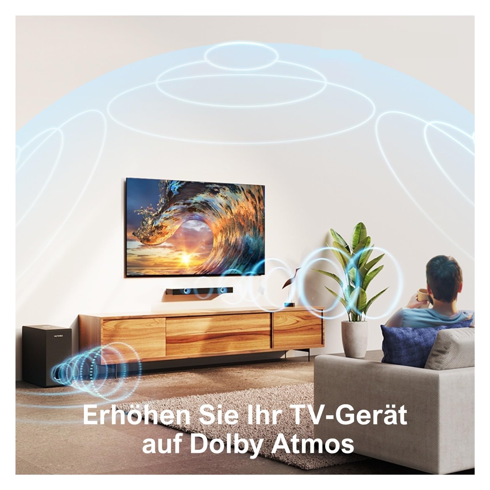 Soundbar Dolby Atmos Do Telewizora Z Subwooferem, Wzmocnieniem Basu, Dźwiękiem Przestrzennym 3D, HDMI EARC, Głośnikami Telewizyjnymi O Mocy Szczytowej 190 W Wszechstronne MożLiwośCi PodłąCzenia
