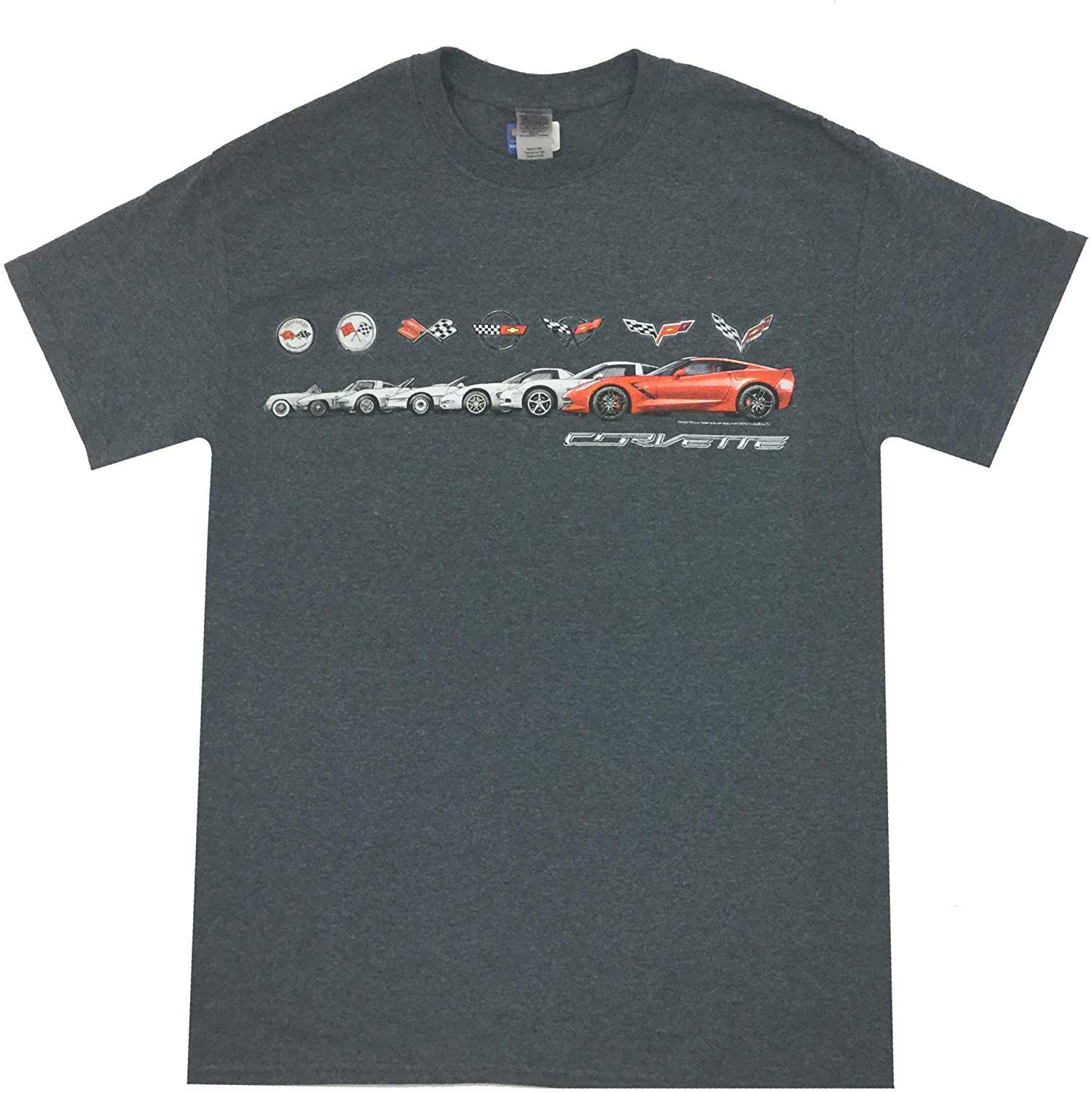 Joe BlowJoeBlow Corvette Band Print Adult Short T-Shirt Dark Heather Sleeve