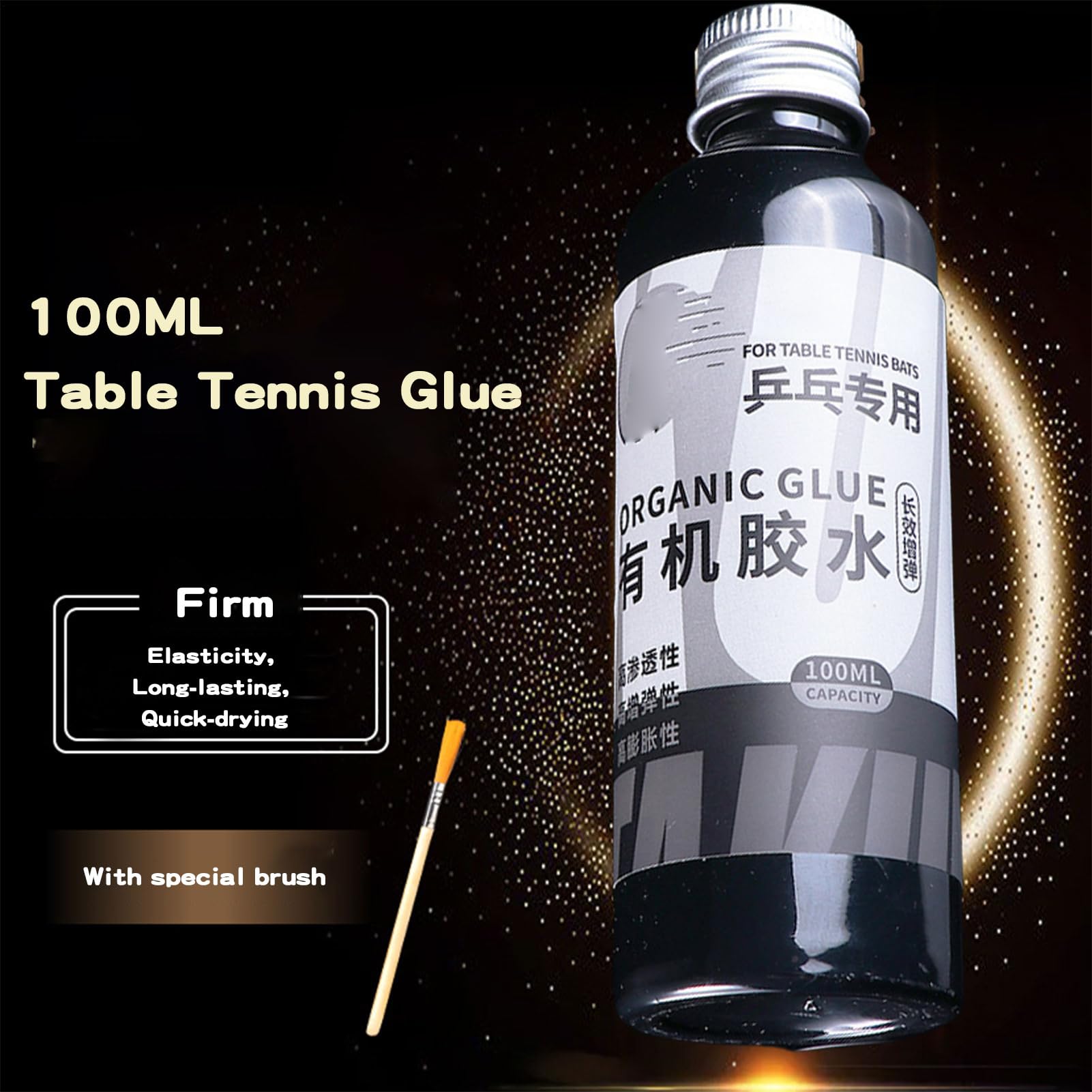 Pegamento de goma para raqueta de tenis de mesa, con cepillo especial, juego de adhesivos profesionales para bate de mesa para entrenamiento diario y uso en competición, 100 ml (paquete de 2)