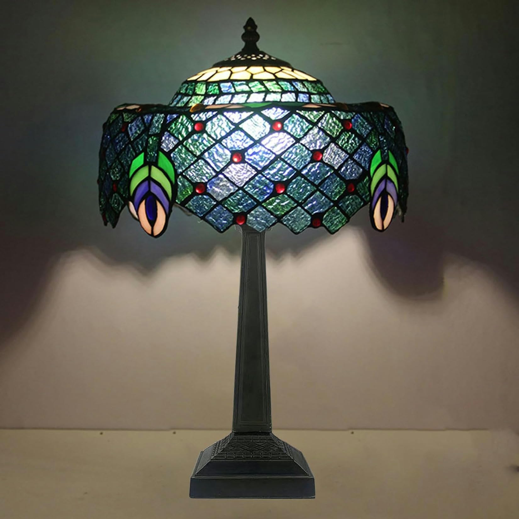 XENITE Sostituzione base lampada, solo portalampada in resina ricambio, zoccolo per illuminazione, 1 interruttore, altezza 20 pollici, per paralume in vetro colorato stile Tiffany da 12 pollici（1pc）