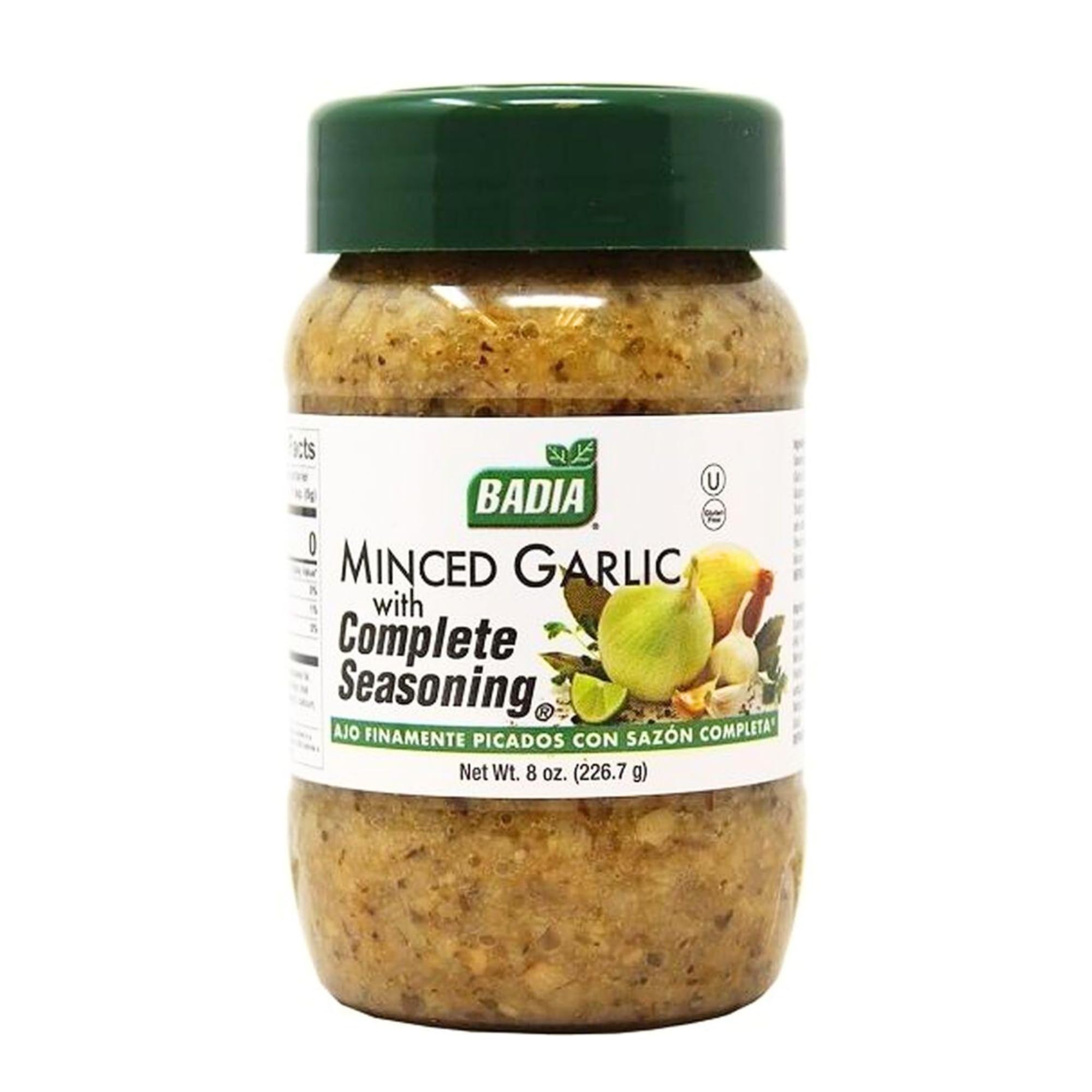 Badia Minced Garlic with Complete Seasoning, 8 oz – Flavorful Blend of Garlic & Herbs