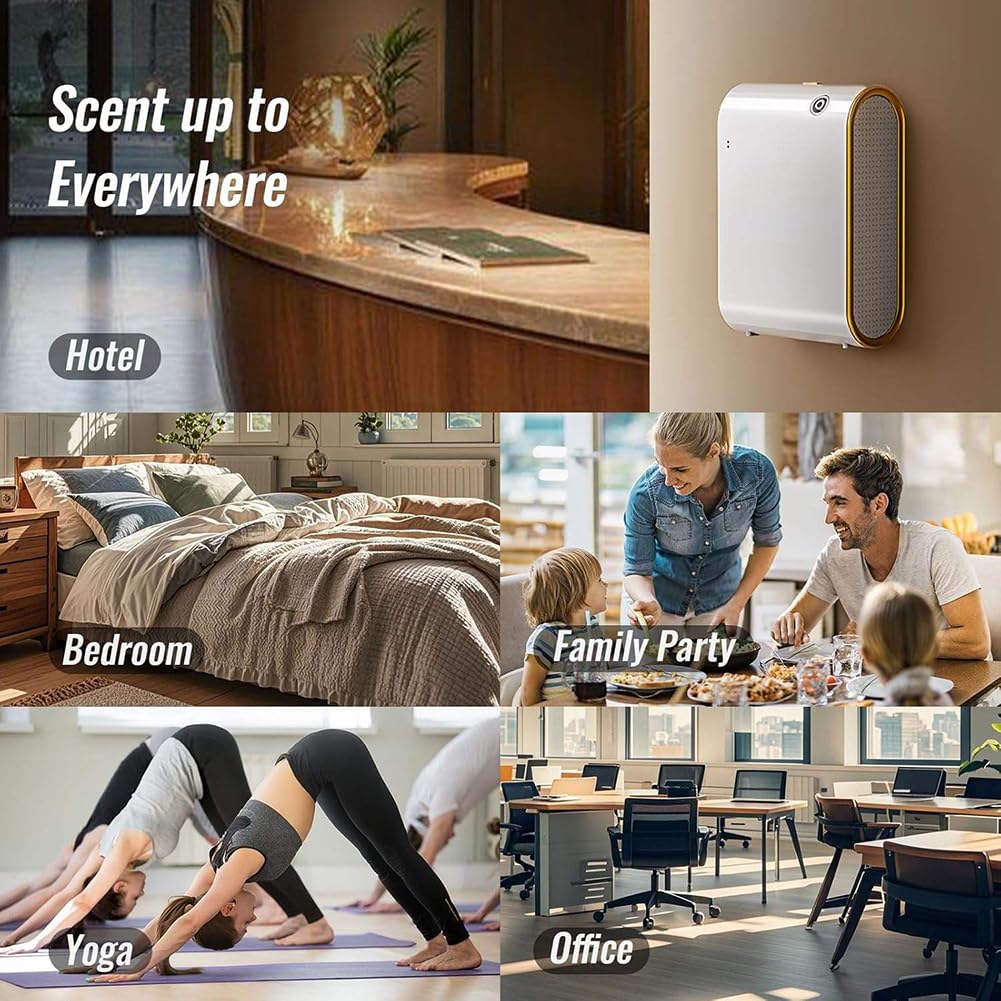 Máquina Difusora De Aroma Inteligente Eléctrica, Difusor De Aroma Sin Agua De 350 Ml con Control Remoto, Difusor De Aroma Comercial De Montaje En Pared para El Hogar, Hotel, Oficina, Negocios, SPA