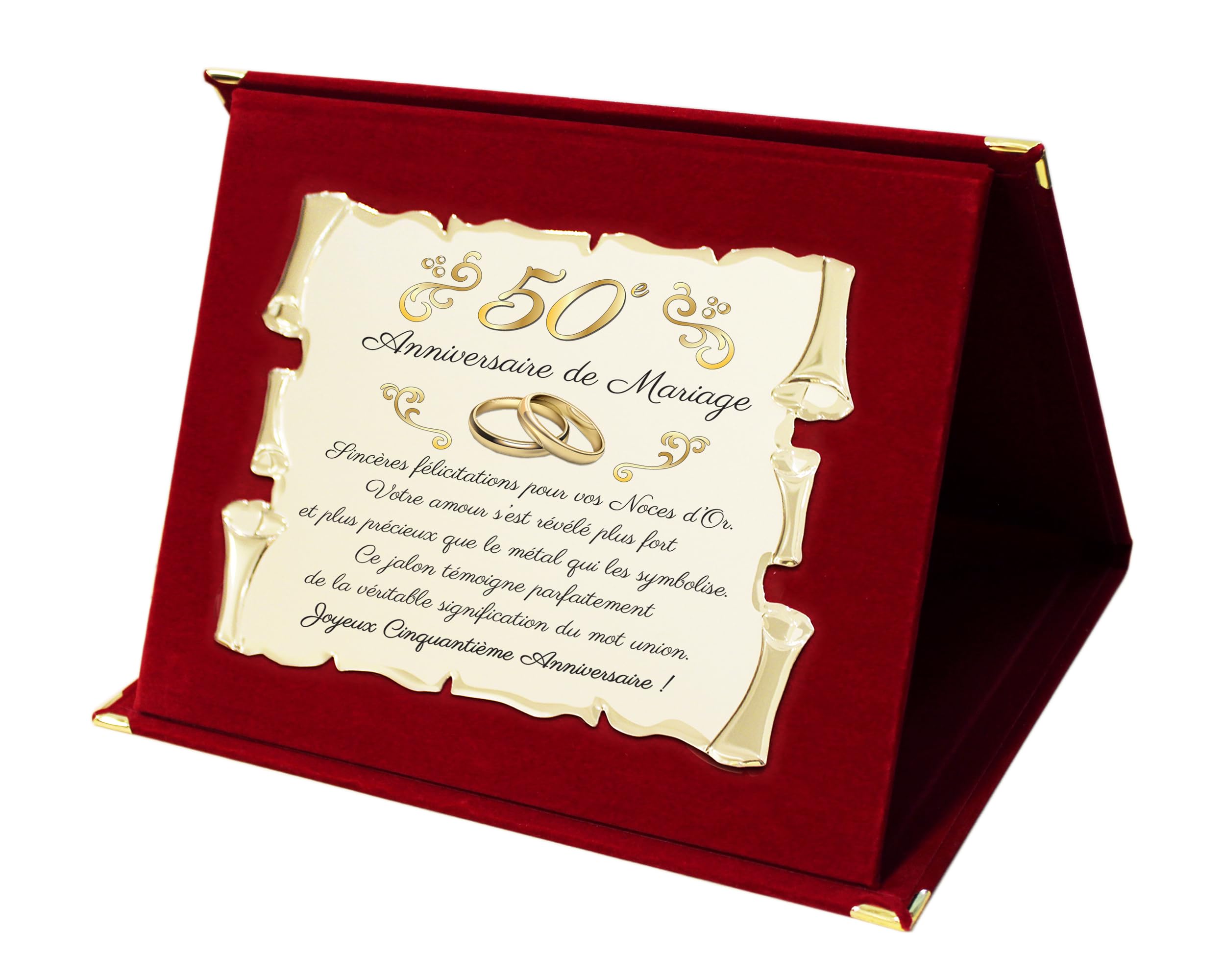 Plaque En Cristal 50e Anniversaire Noces D'Or - Grande Plaque 22x17cm Cadeau Époux Mariage 50 Ans