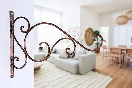 Wood Art Store Copper Antique Wall Bracket for Bird Feeders & Houses Planters Lanterns Wind Chimes Hanging Baskets Ornaments String Lights (Cooper Antique)