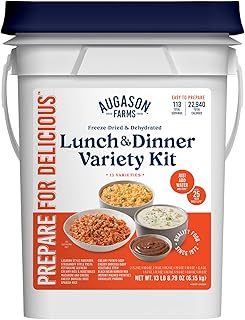 Augason Farms 4-Gallon Lunch & Dinner Variety Pail - Dehydrated Survival Food Kit - Long Shelf Life Ready to Eat Meals - D...