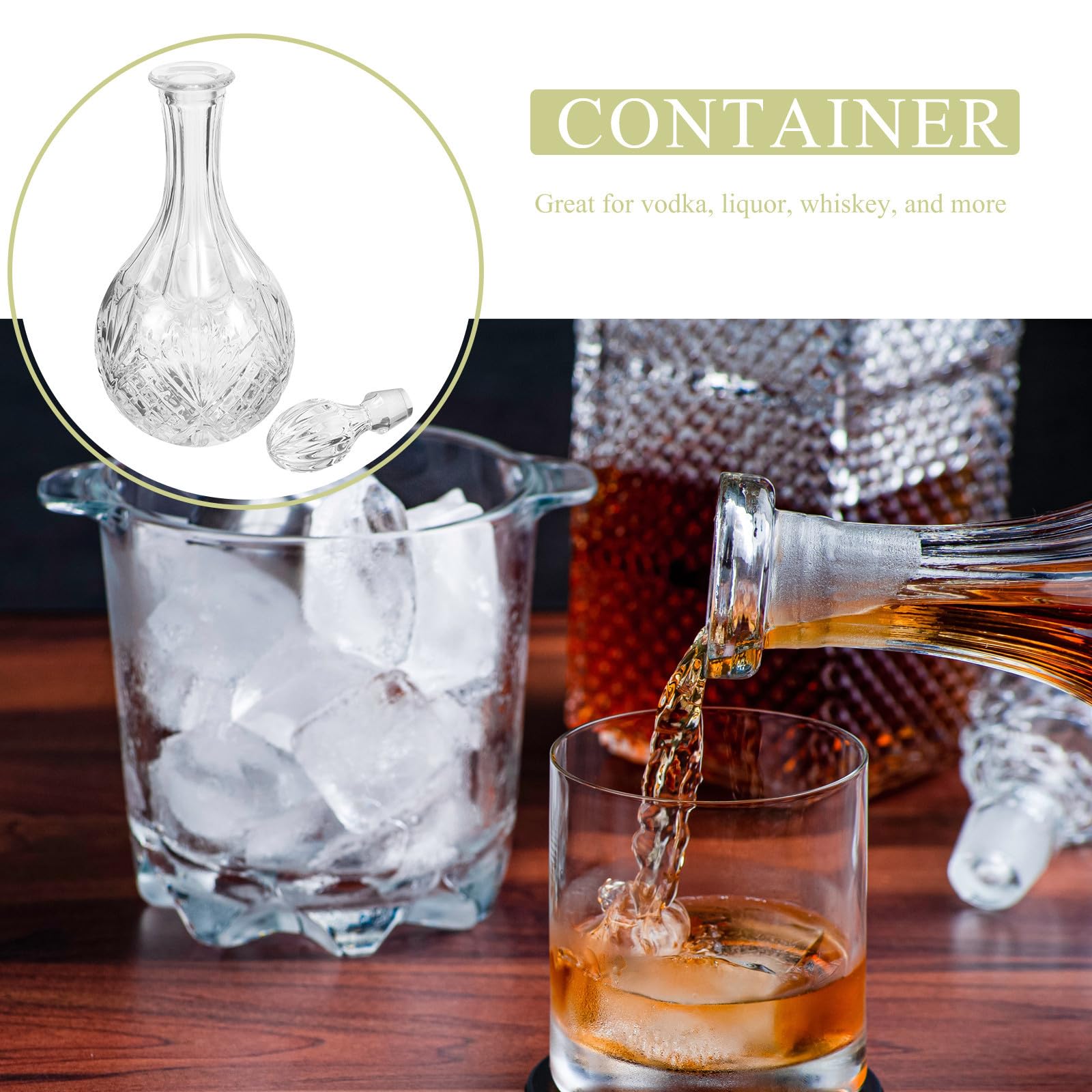 Decantador de Vidrio 850ml sin Plomo para Whisky y Vodka | Capacidad Grande, Uso en Bares y Fiestas, Mejora la Experiencia de Bebida