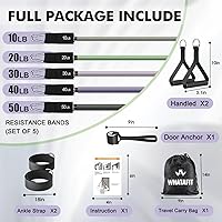 Vista 2 de WHATAFIT Bandas de resistencia, bandas de ejercicio, bandas de resistencia para entrenamiento, bandas de entrenamiento con asas para hombres