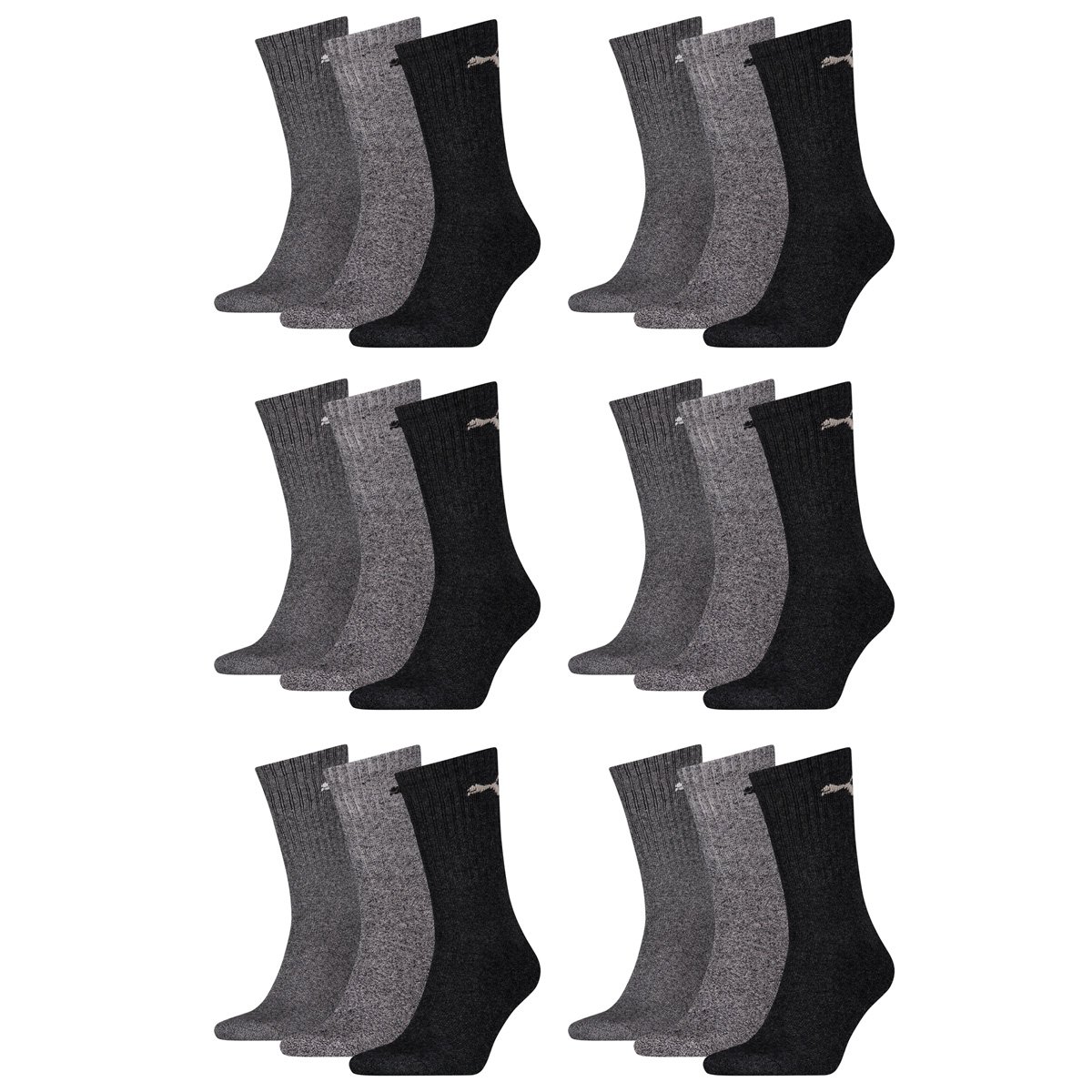 PUMA 18 Paar Sportsocken Tennis Socken Gr. 35-49 Unisex für sie und ihn, Farbe:207 anthracite/grey, Socken & Strümpfe:43-46