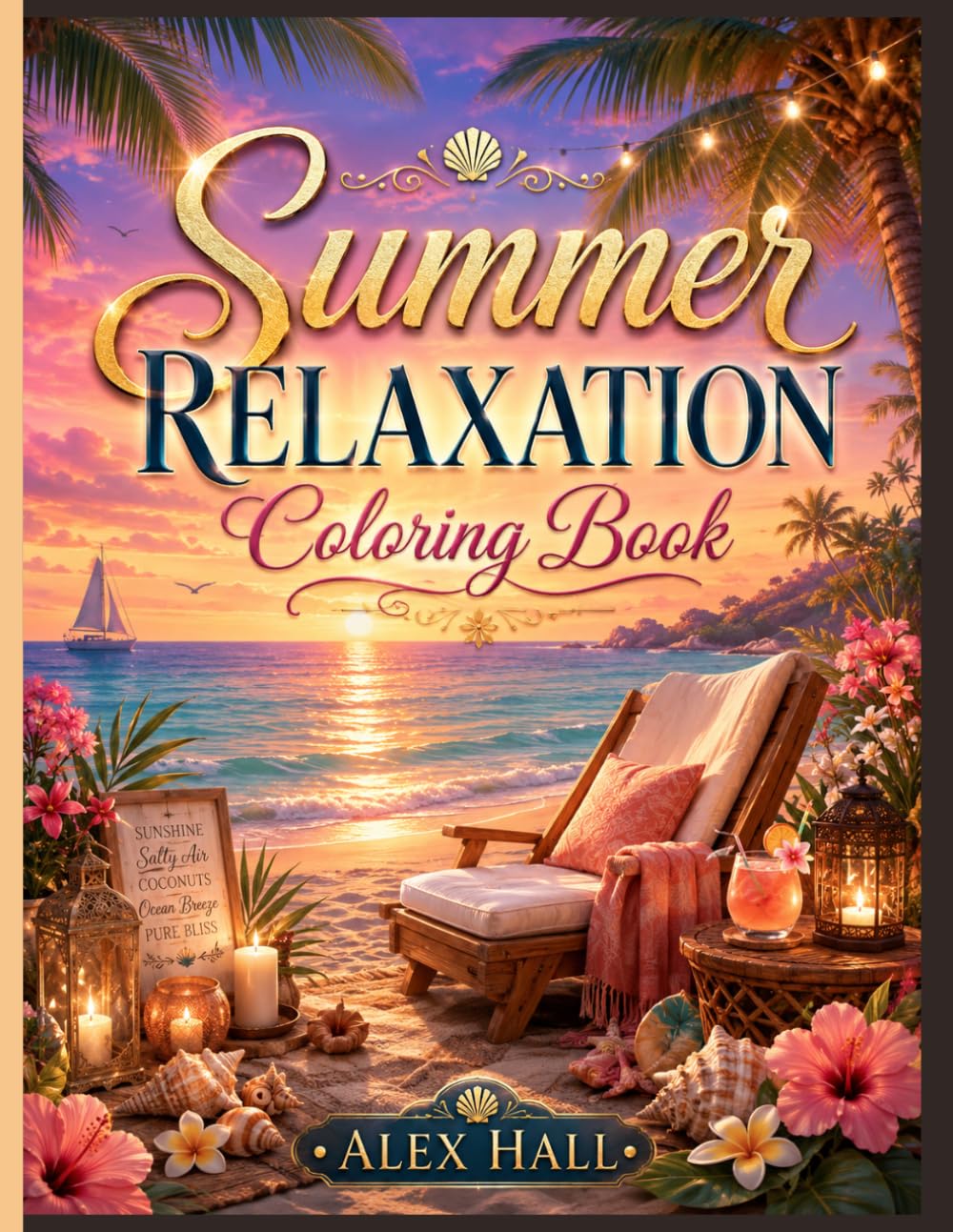 Summer Relaxation Coloring Book: A Calming and Stress Relieving Summer Coloring Book for Adults and Teens Featuring Beaches, Tropical Scenes, Cozy Vacation Moments, and Cute Summer Designs