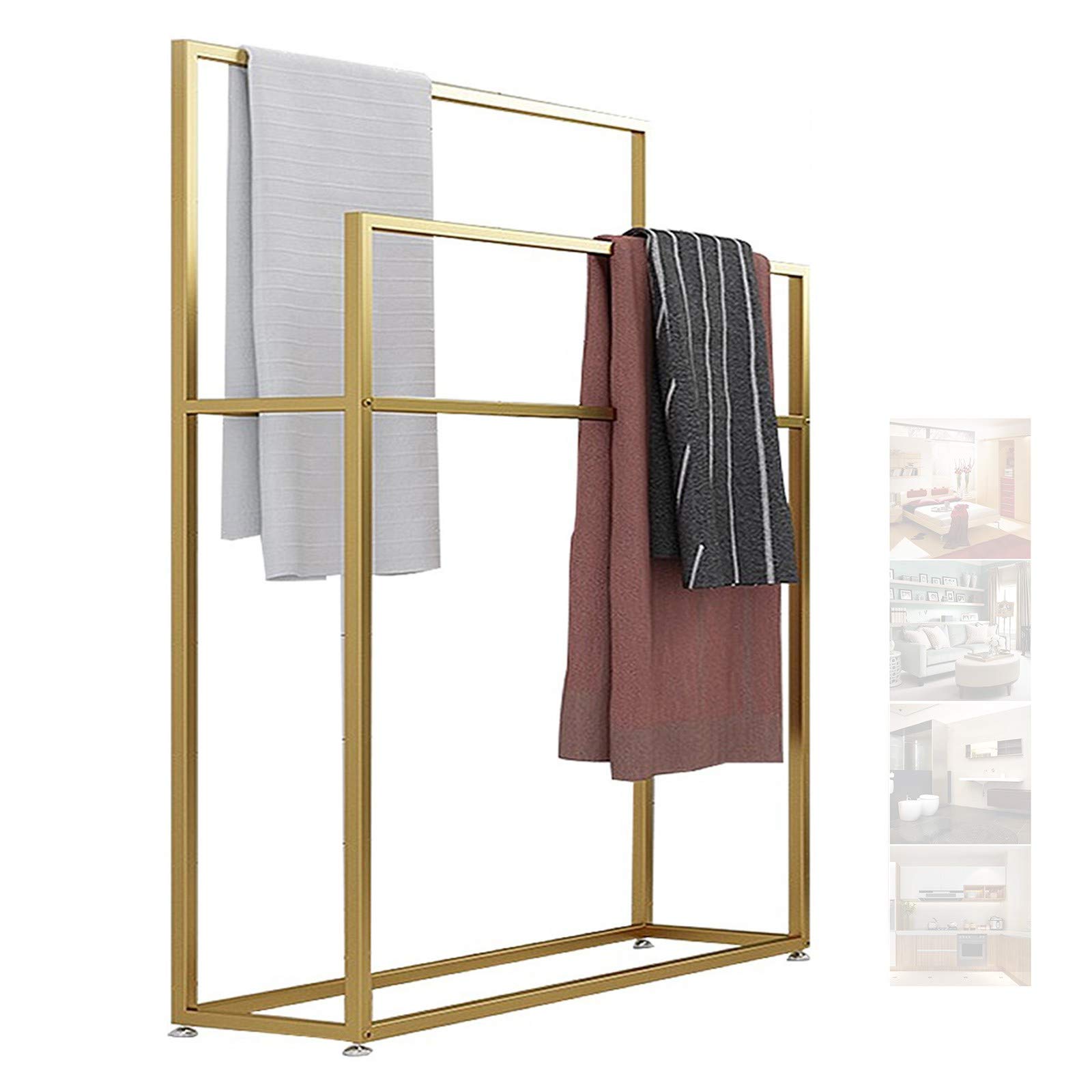LMYSXAOZ Freestanding Clothes Rack, Heavy Duty Metal Towel Holder for Bathroom Floor, Sturdy and Rust-Resistant, Space-Saving Design, Ideal Towels
