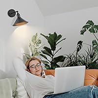 Vista 3 de Juego de 2 apliques de pared inalámbricos vintage negros a pilas, luces LED inalámbricas con control remoto, para dormitorio, casa de campo