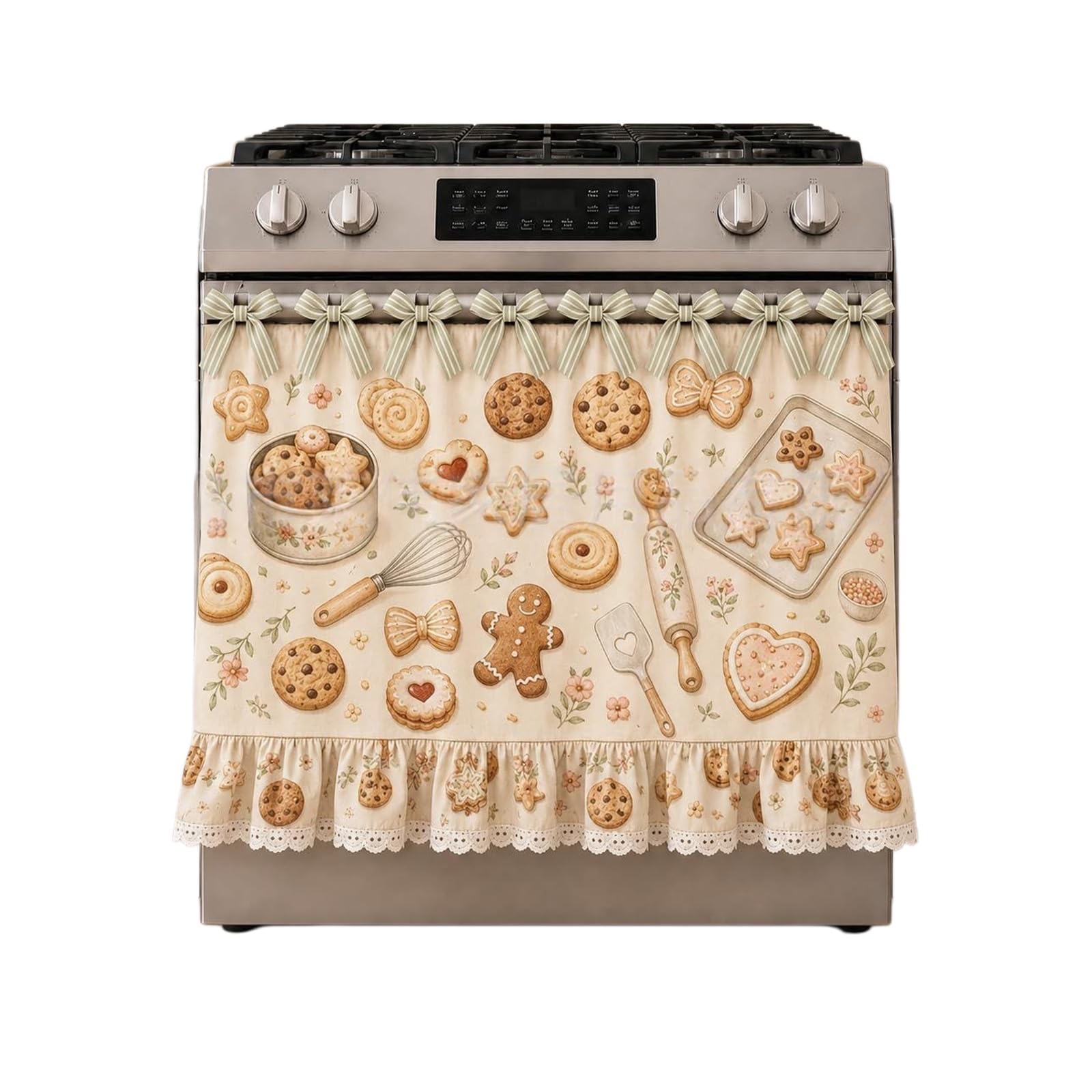 APGLSXY Functional Oven Door Cover Stove Skirt Curtain with Storage Pocket Adjustable Ribbon for Easy Installation on Appliances Dishwasher Curtain