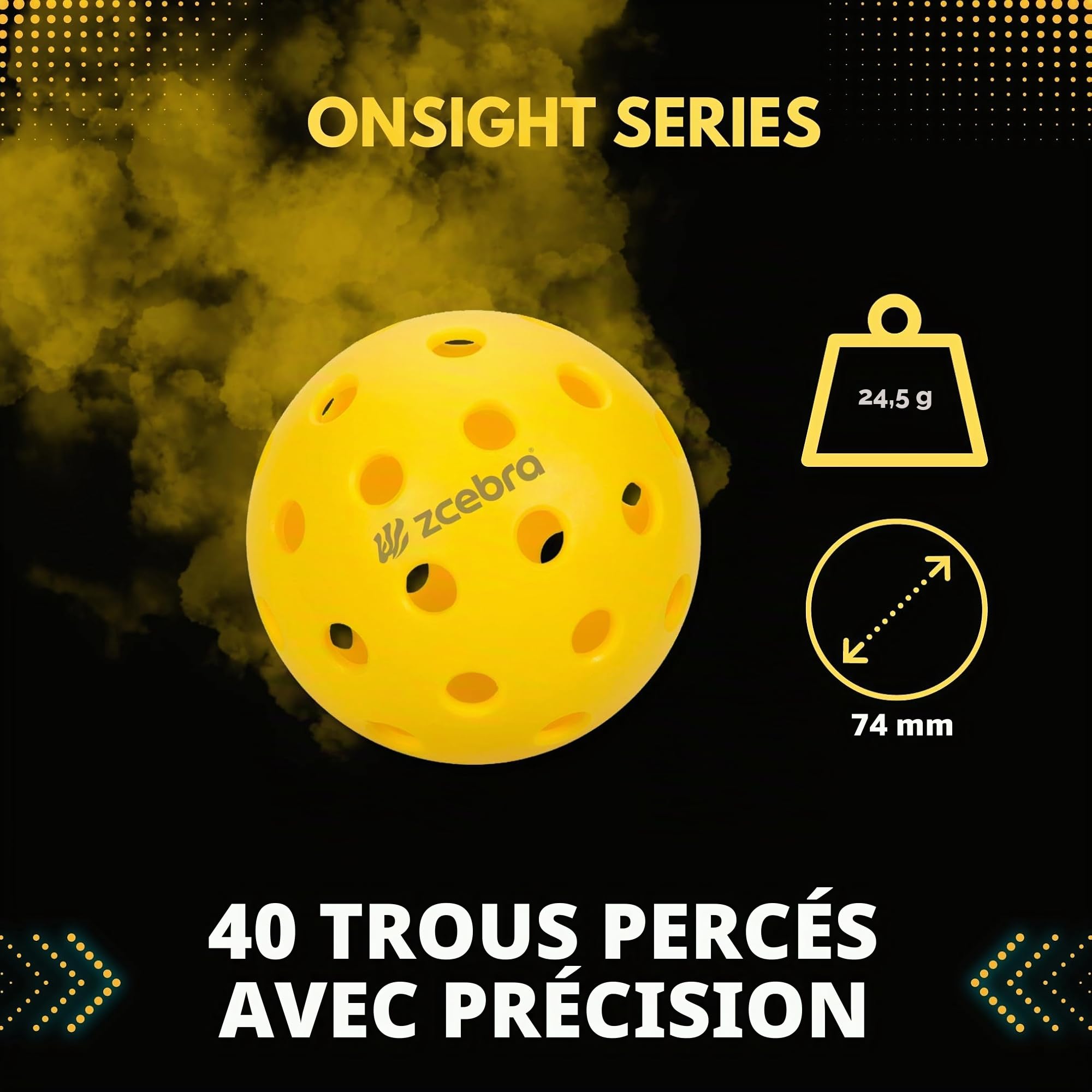 Pickleball Lot de 6 et 12 boules jaunes USAPA intérieures et extérieures douces et résistantes à haut rebond pour compétition en plein air Sac de transport