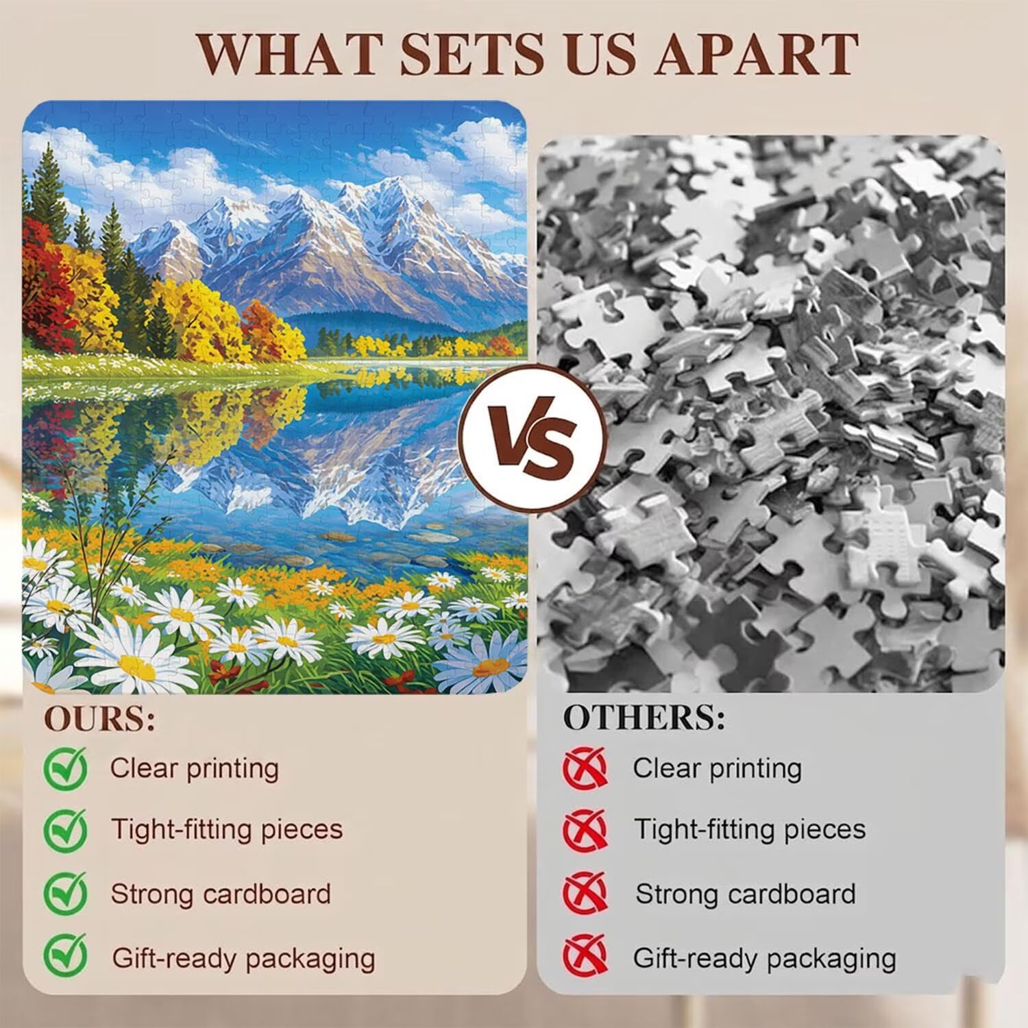 paesaggio lago Puzzle 1500 Pezzi per Adulti, Puzzle in Legno - Collezione Classica con Poster Incluso - Sfida di Concentrazione e Passatempo Antistress, Gioco Educativo per Famiglia, 87 x 57 cm f0-520