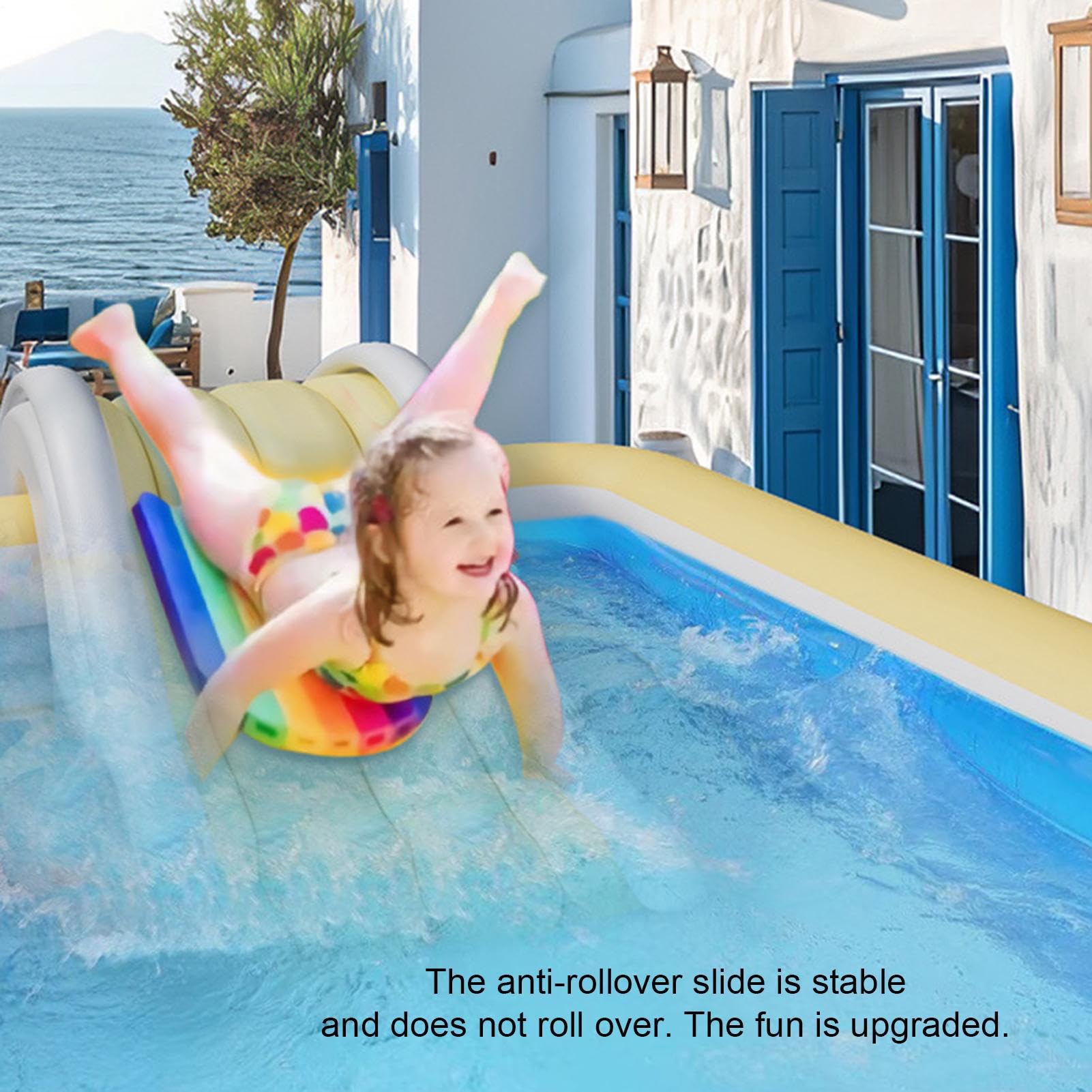 Tobogán Inflable de Agua para Piscina - Accesorios Hinchables Juegos De Verano | Tobogán Infantil Hinchable para Niños - para Jardín Exterior Patio Trasero Área de Juegos Césped Niños y Familia