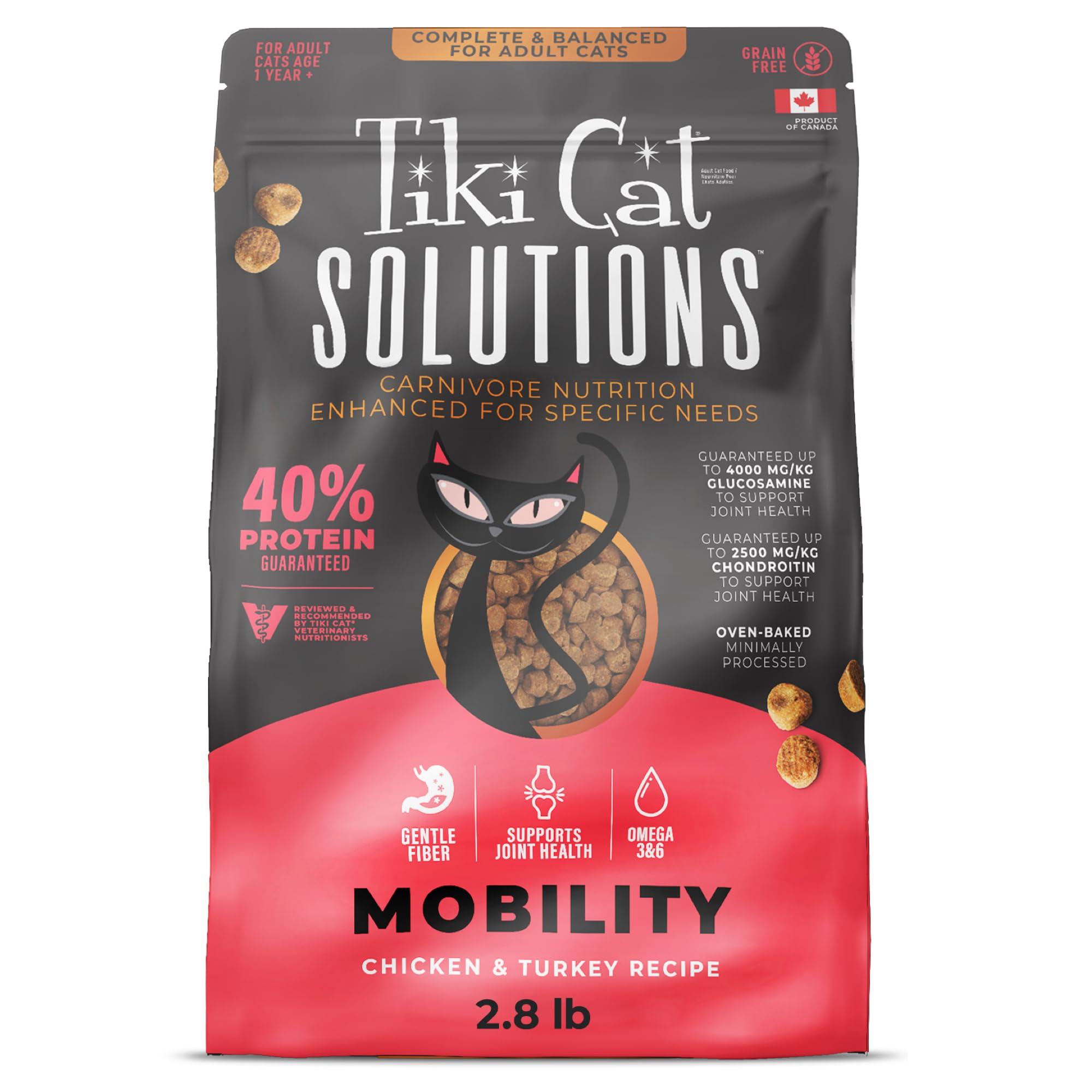 Tiki Cat Solutions Dry Cat Food, Mobility, Chicken & Turkey, 2.8 lbs. Bag