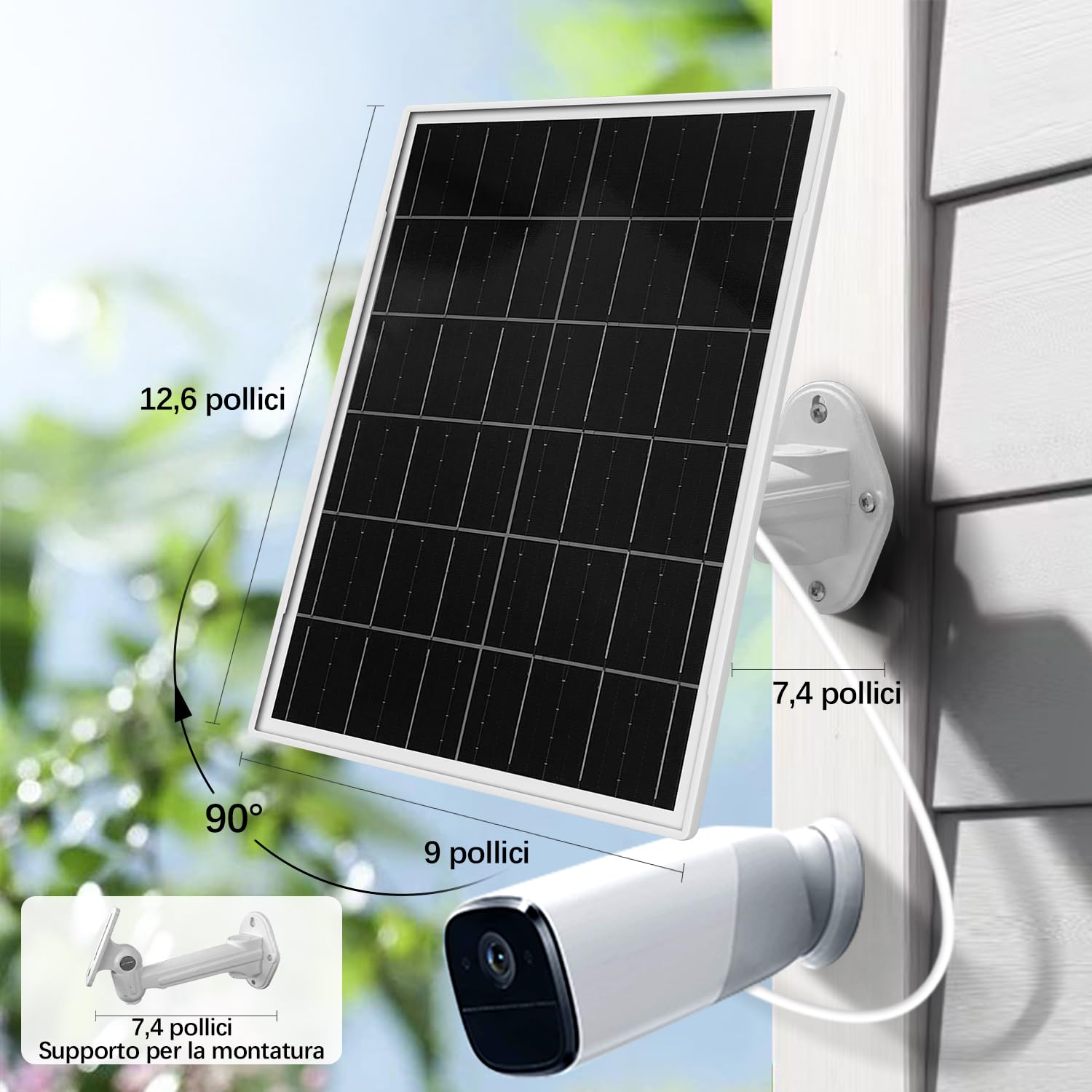 Pannello solare per fotocamera da sentiero, telecamere di sicurezza per videogiochi, batteria ricaricabile integrata da 20000 mAh, DC 1,5 x 1,35 mm con multiinterfacce, adatta multiuso