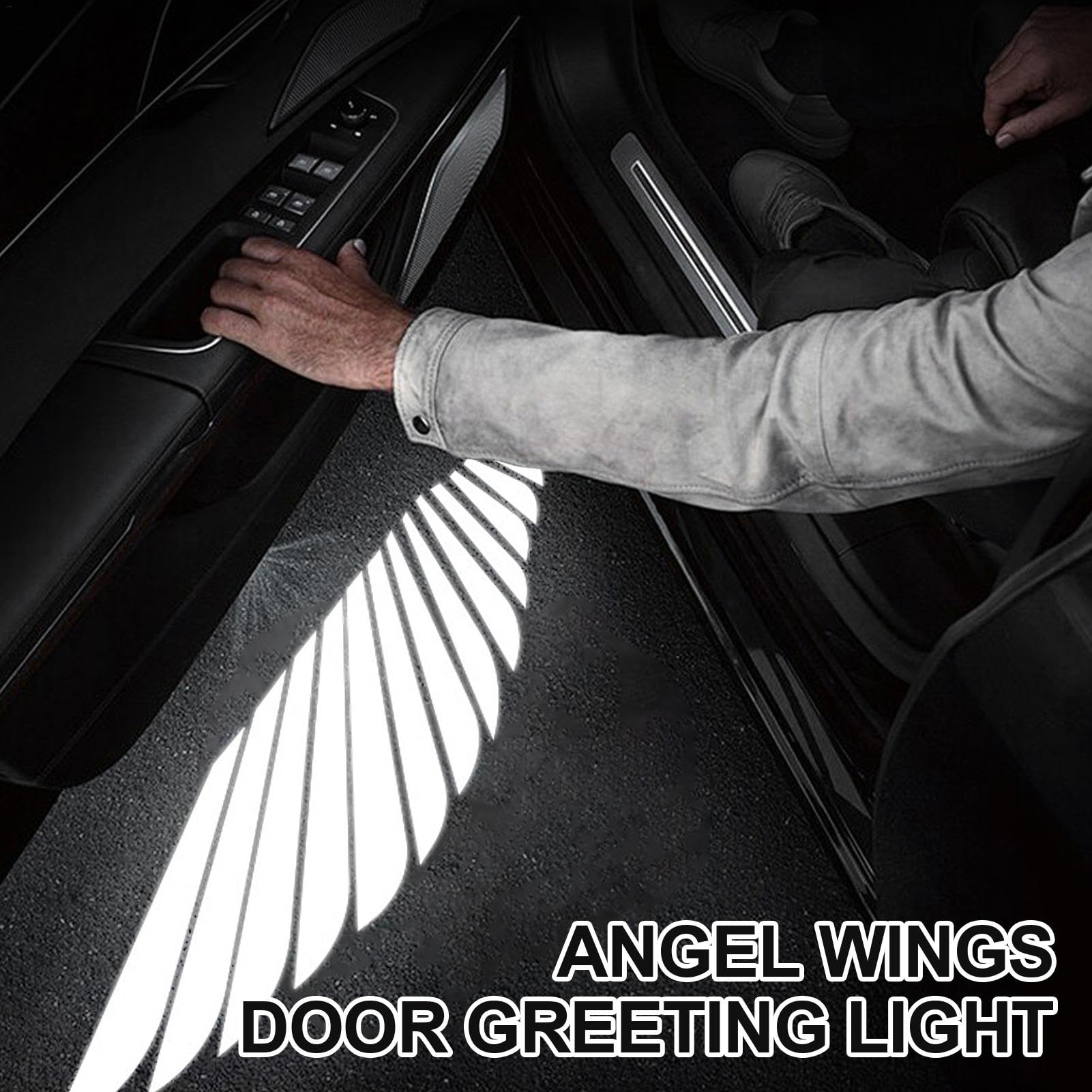 2 pares de luces de proyector de puerta de coche con alas de ángel, luces de charco de coche, luces inalámbricas de bienvenida para umbral de puerta de automóvil, luces de ambiente con proyector de