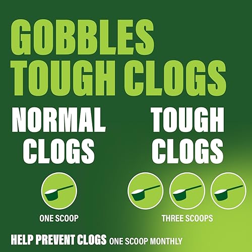 Miniatura 6 de Green Gobbler Removedor de Obstrucciones de Drenaje & Limpiador de Drenaje en Polvo, 20+ Tratamientos, Mantenimiento Rompe Grasa, Papel, Grasa y