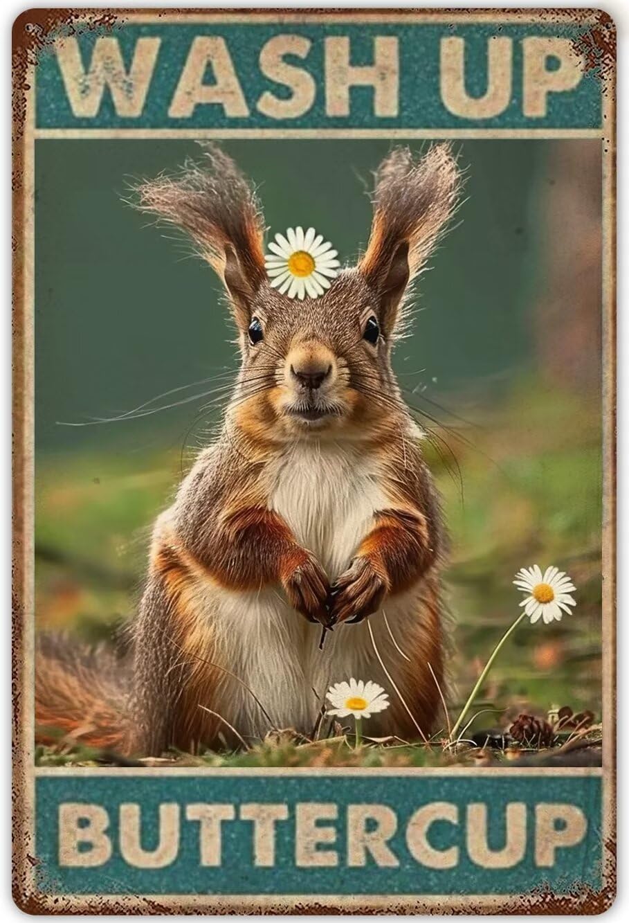 Anceky Squirrel Bathroom Canvas Wall Art Wash Up Buttercup Funny Squirrel Print Painting Modern Canvas Wall Art For Living Room Farmhouse Wall Decor Vintage Poster Unframed 20x30 Inch