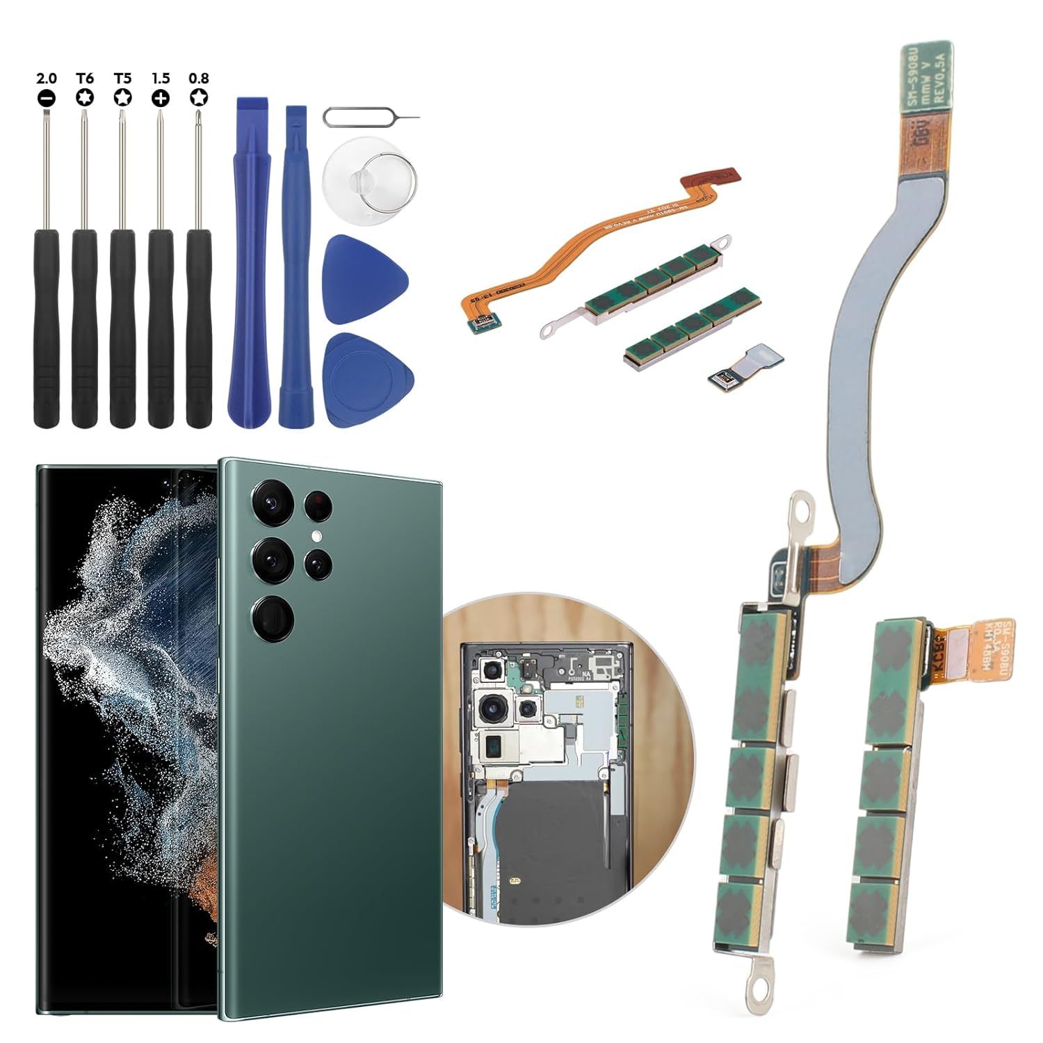 5G Signal Antenna Flex Cable for Samsung Galaxy S22 Ultra 5G with Module for Samsung S22 Ultra 5G S908U Ribbon Connector Accessories Replacement Parts with Repair Tools(4PCS Set)